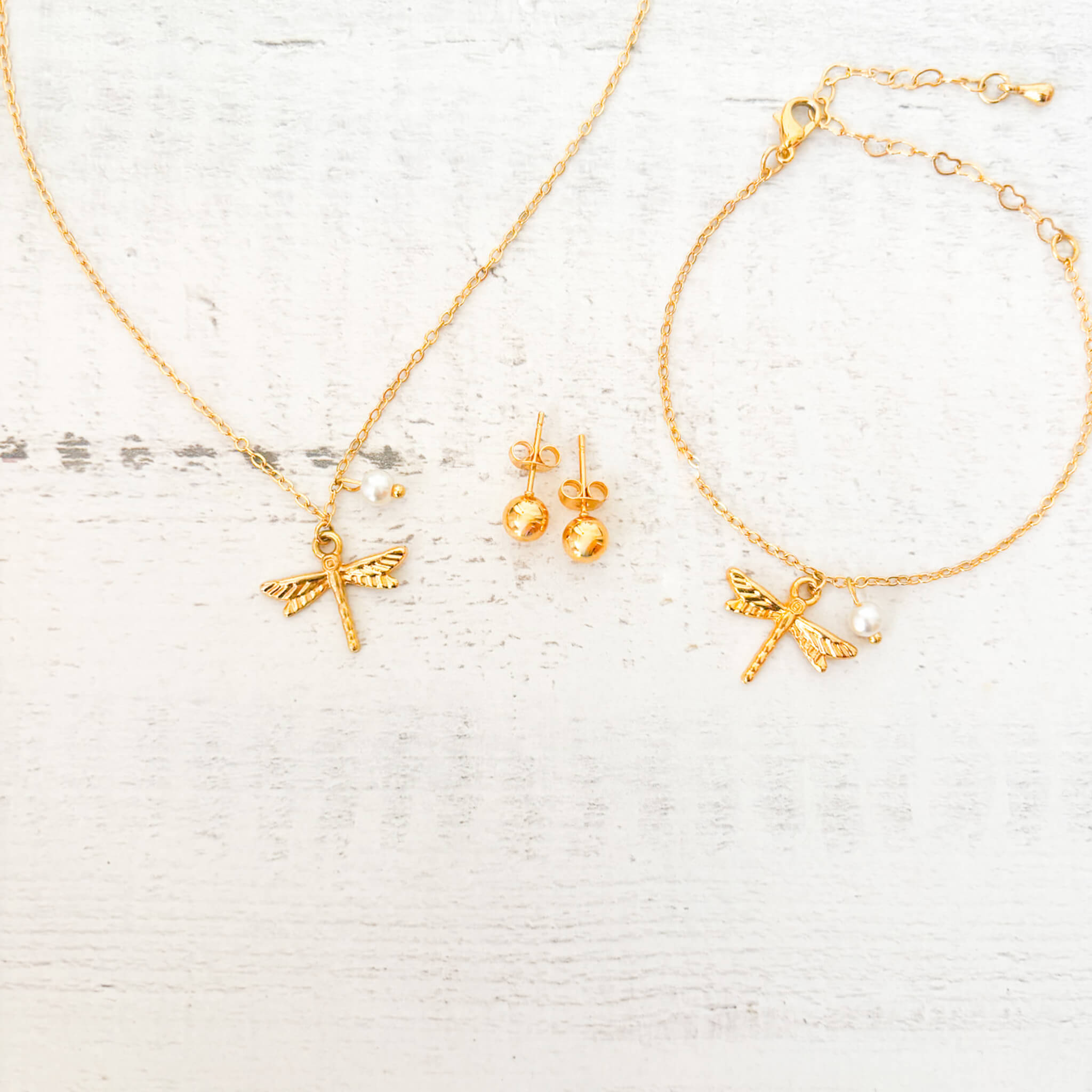 Set Cadena Libélula + Pulsera Libélula + Topos