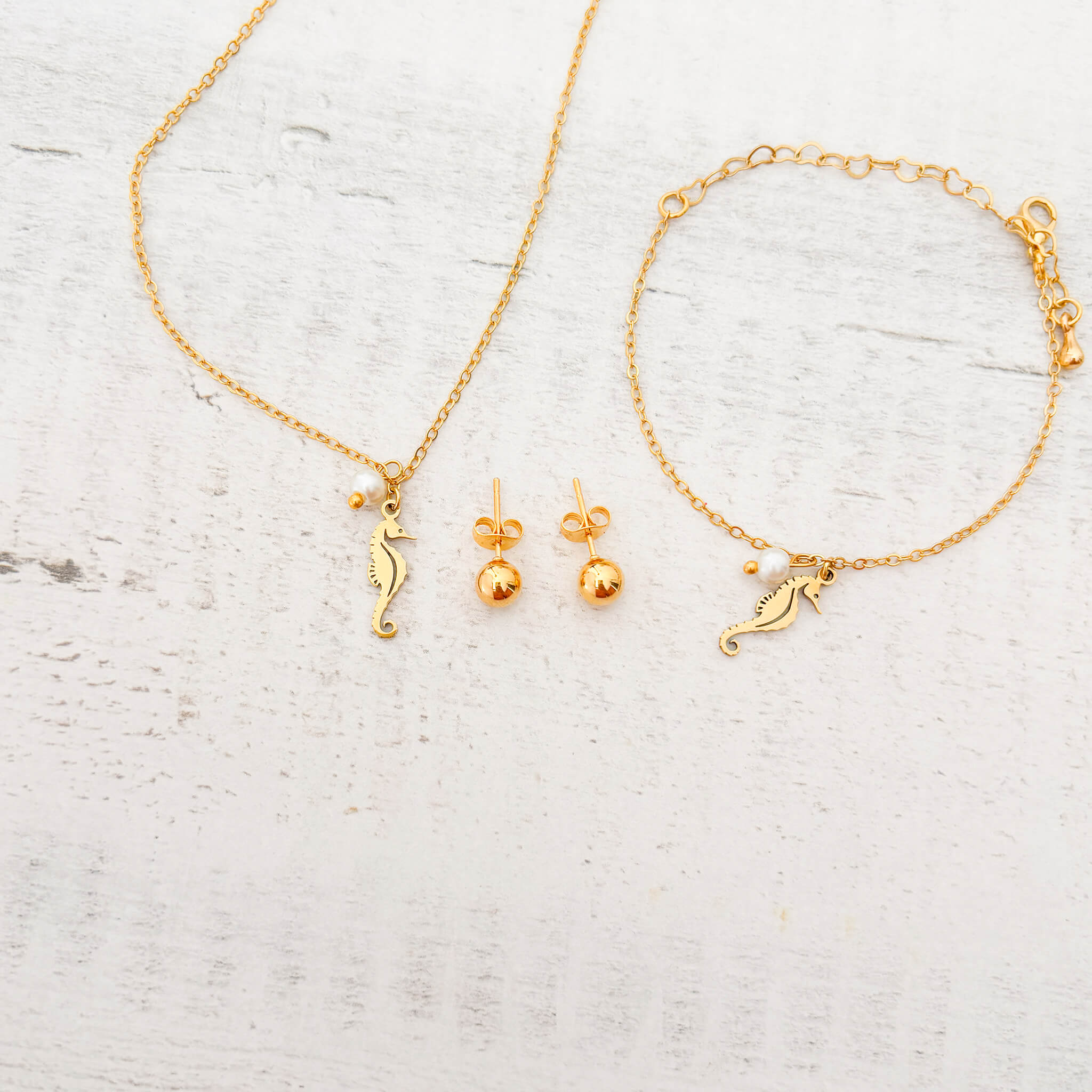 Set Cadena Caballito de Mar + Pulsera Caballito de Mar + Topos