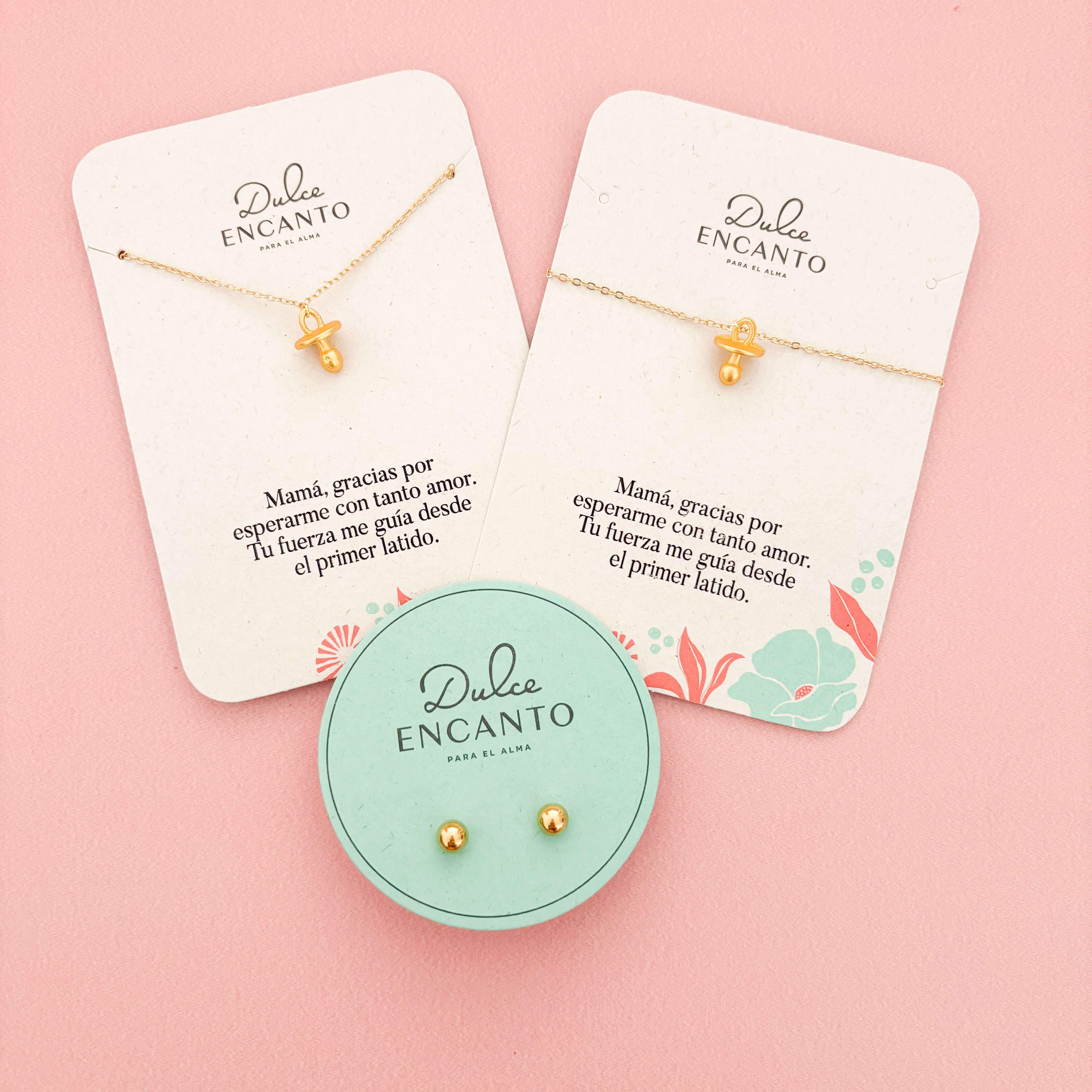 Set Cadena Chupete Bebé + Pulsera Chupete Bebé + Topos