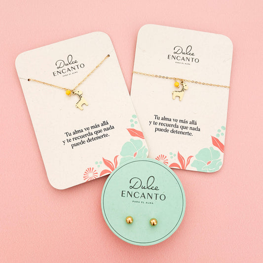 Set Cadena Girafa + Pulsera Girafa + topos