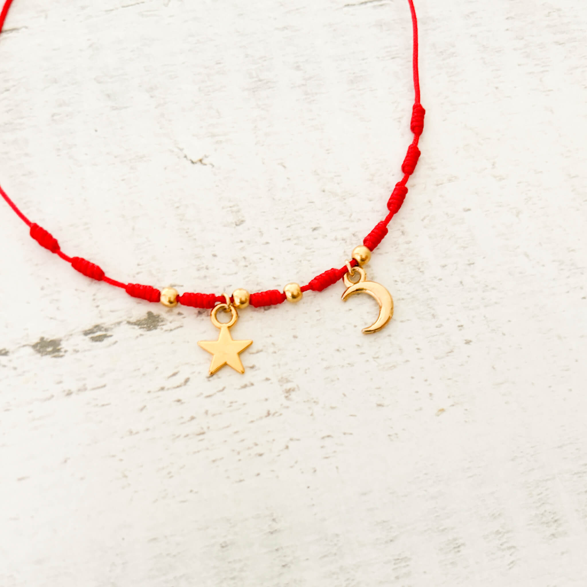 Tobillera Luna Estrella Hilo Rojo