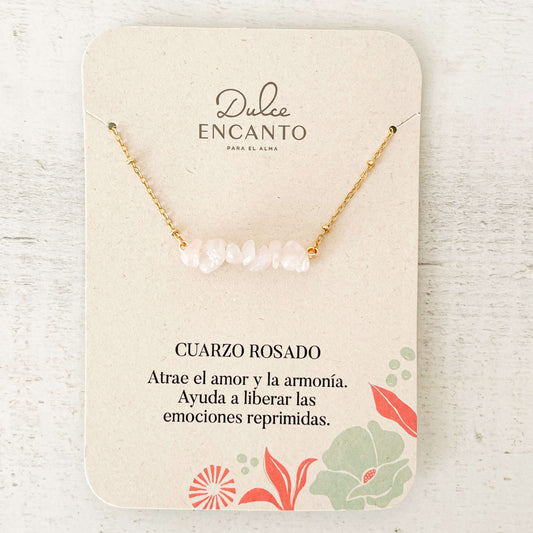 Cadena Cuarzo Rosado Piedra Natural Con SignificadoCadena Cuarzo Rosado Piedra Natural Con Significado