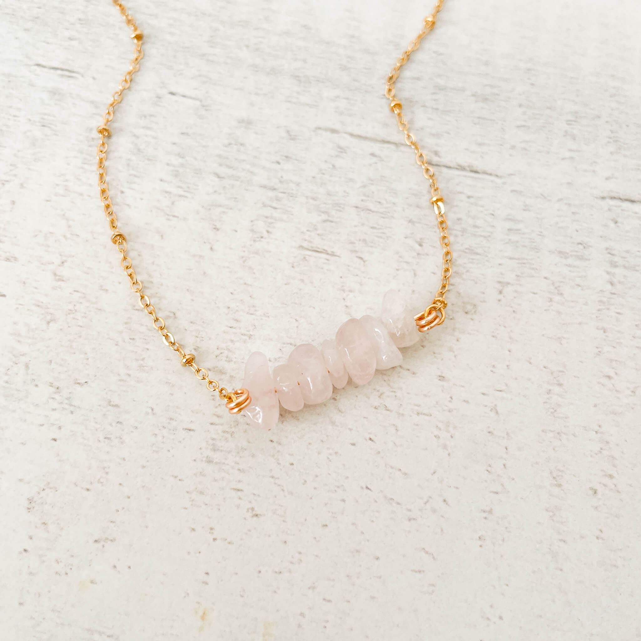 Cadena Cuarzo Rosado Piedra Natural Con Significado