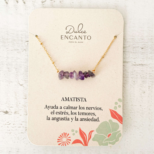 Cadena Amatista Piedra Natural Con Significado