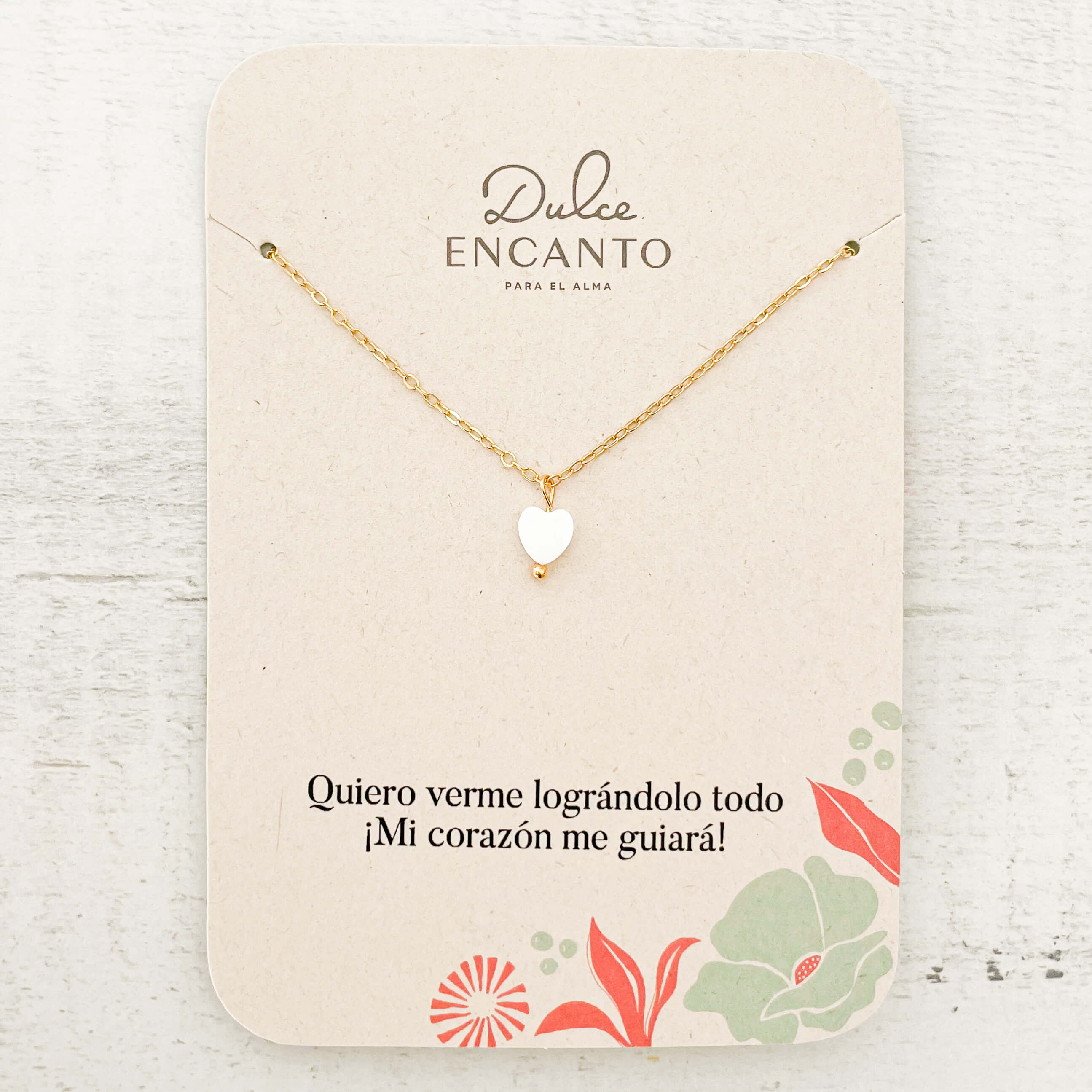 Cadena Corazón Blanco Nácar Con Significado
