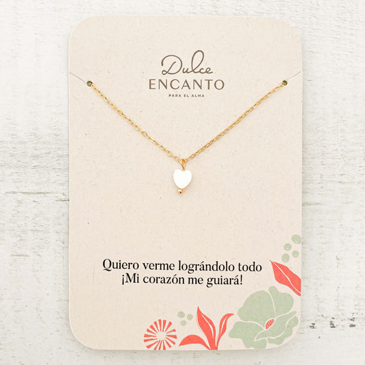 Cadena Corazón Blanco Nácar Con Significado