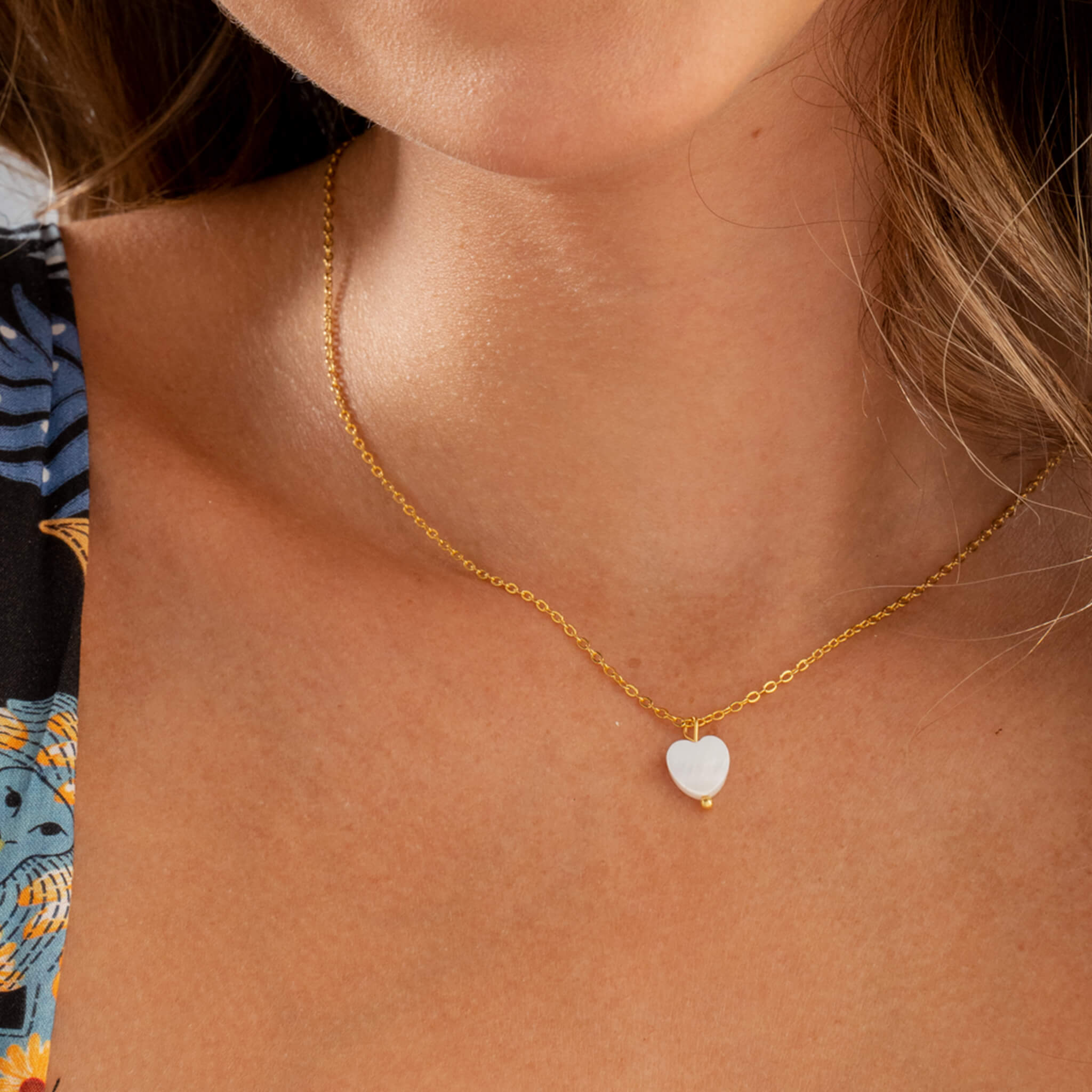 Cadena Corazón Blanco Nácar Con Significado