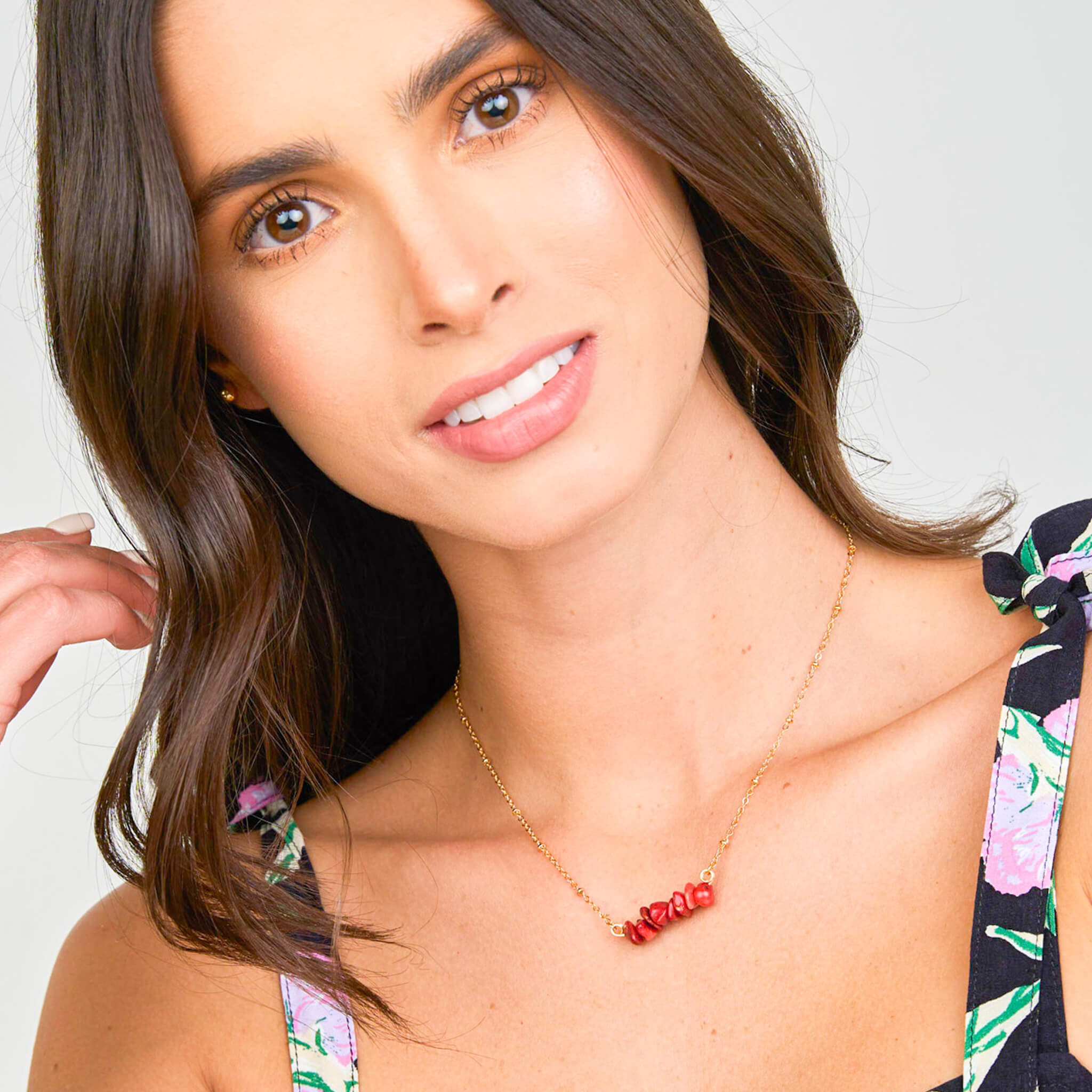 Cadena Coral Rojo Piedra Natural Con Significado