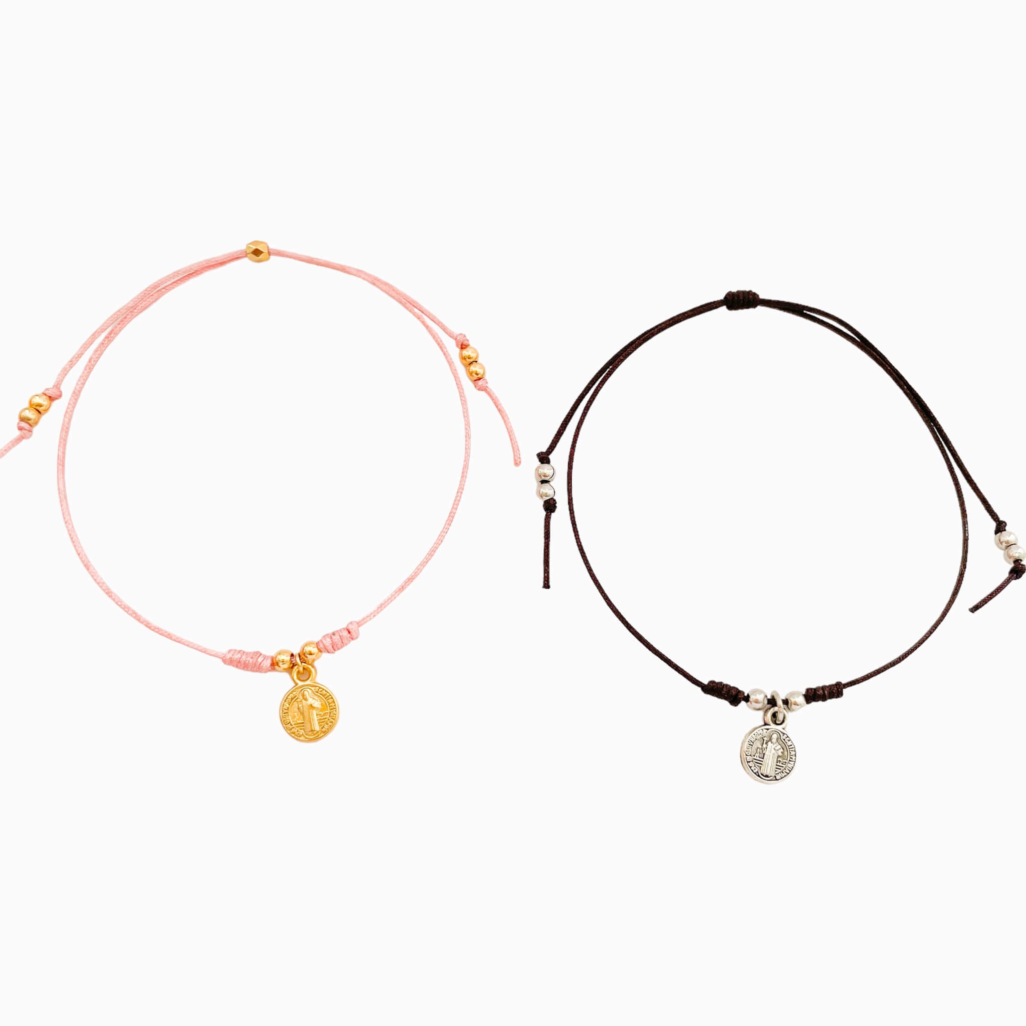 Pulsera Parejas San Benito Hilo Rosado Café