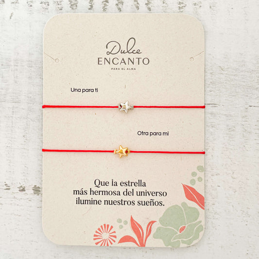 Pulsera Parejas Estrella Hilo Rojo