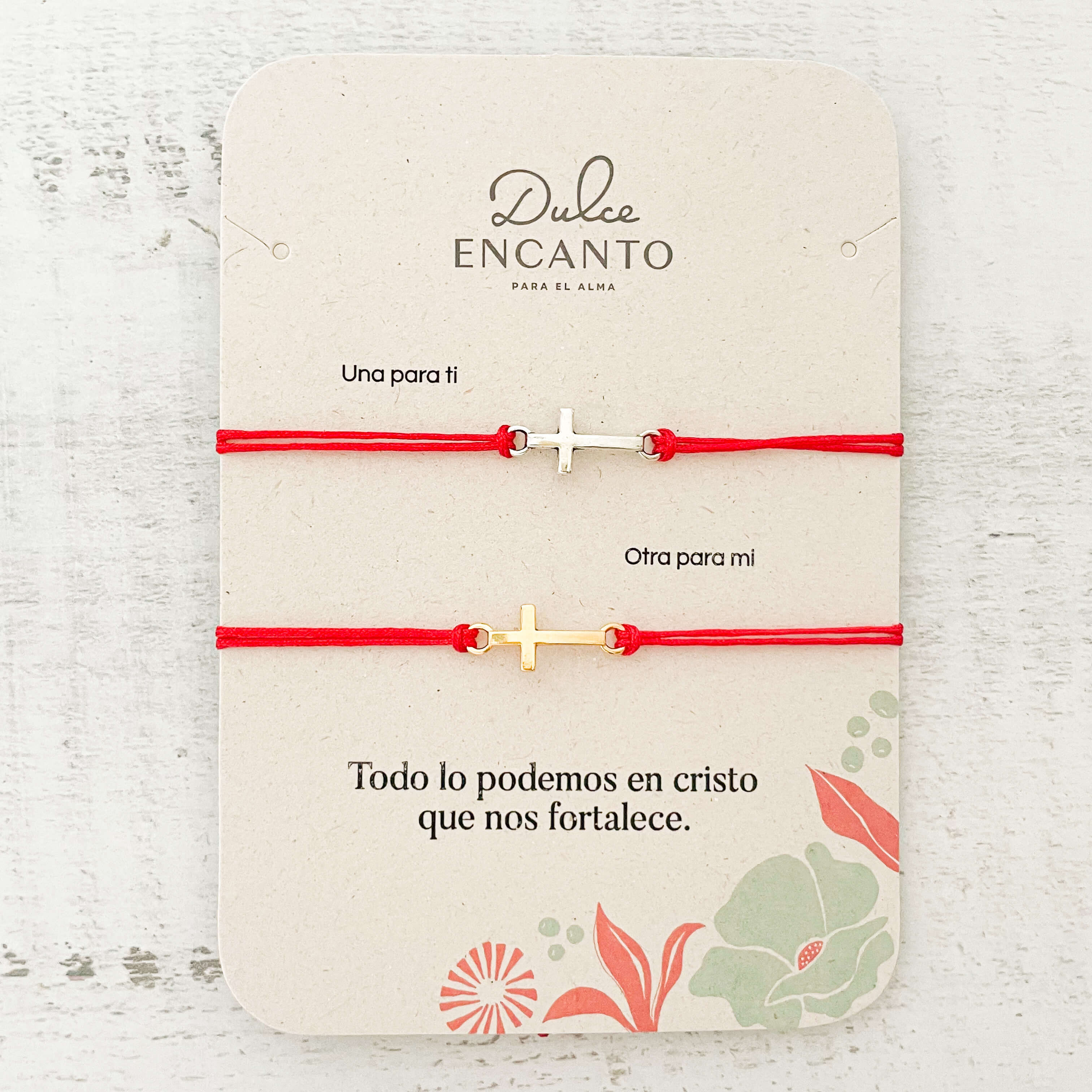 Pulsera Parejas Cruz Hilo Rojo