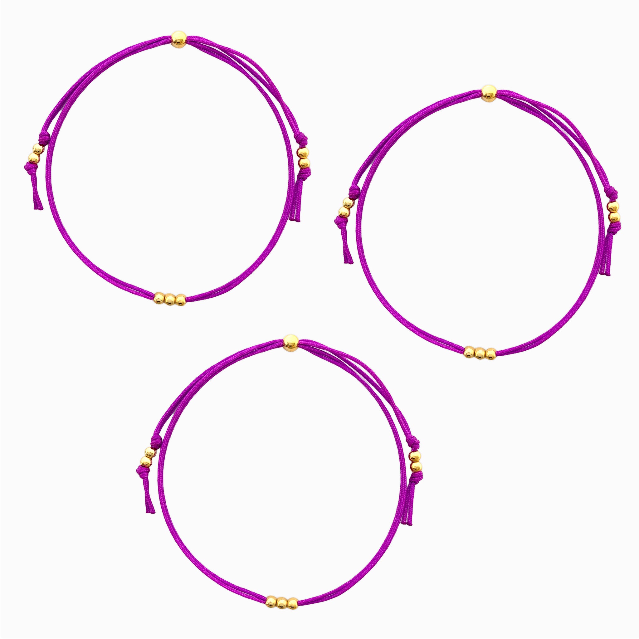 Pulsera Set De 3 Primas Para Compartir Pide 3 Deseos Hilo Morado
