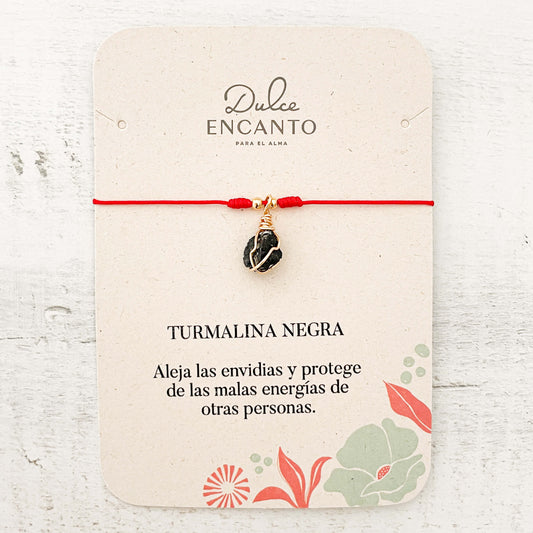 Pulsera Turmalina Negra Hilo Rojo