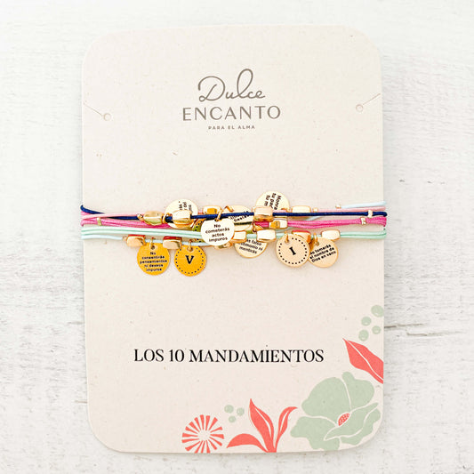 Pulsera 10 Mandamientos Multicolor Con Significado