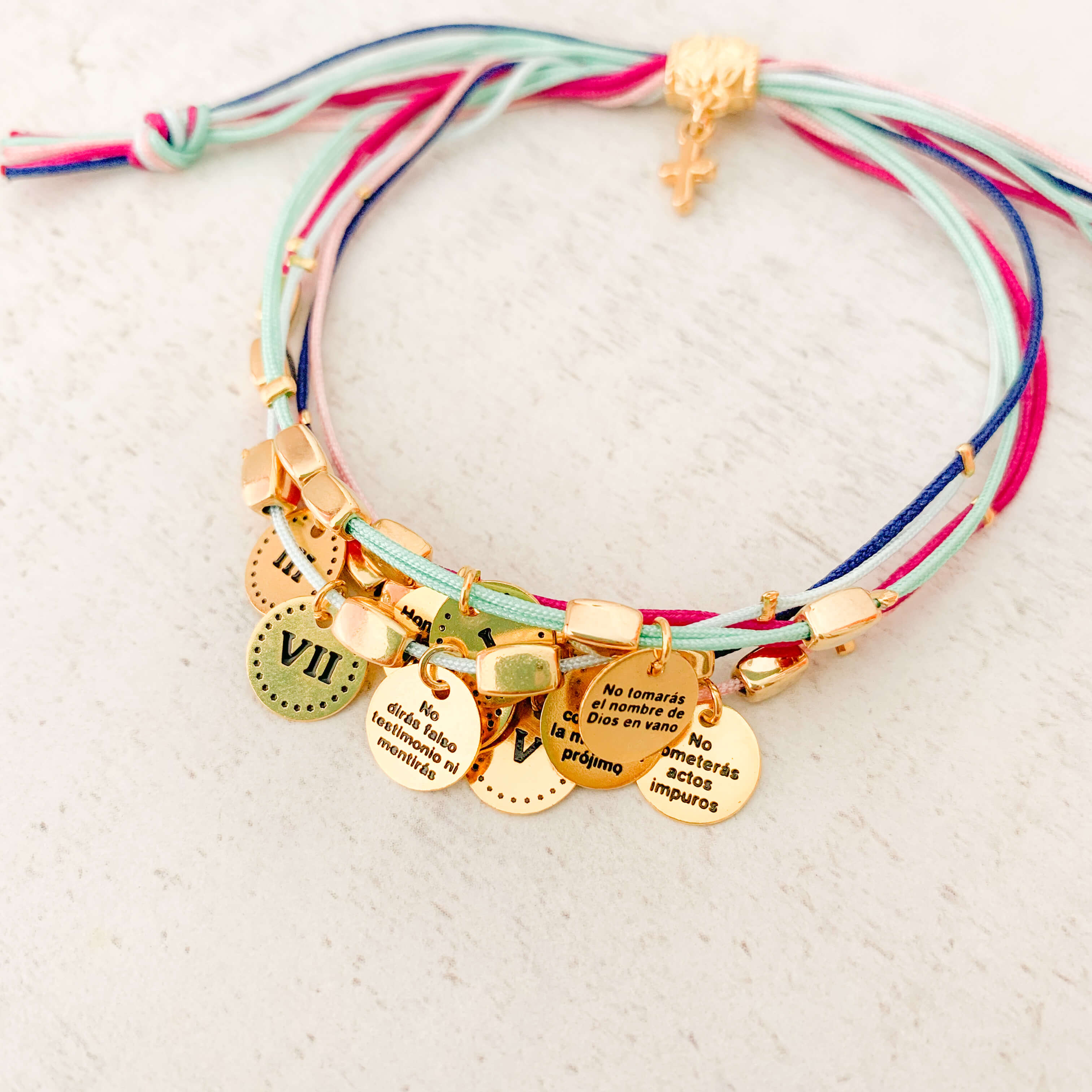 Pulsera 10 Mandamientos Multicolor Con Significado
