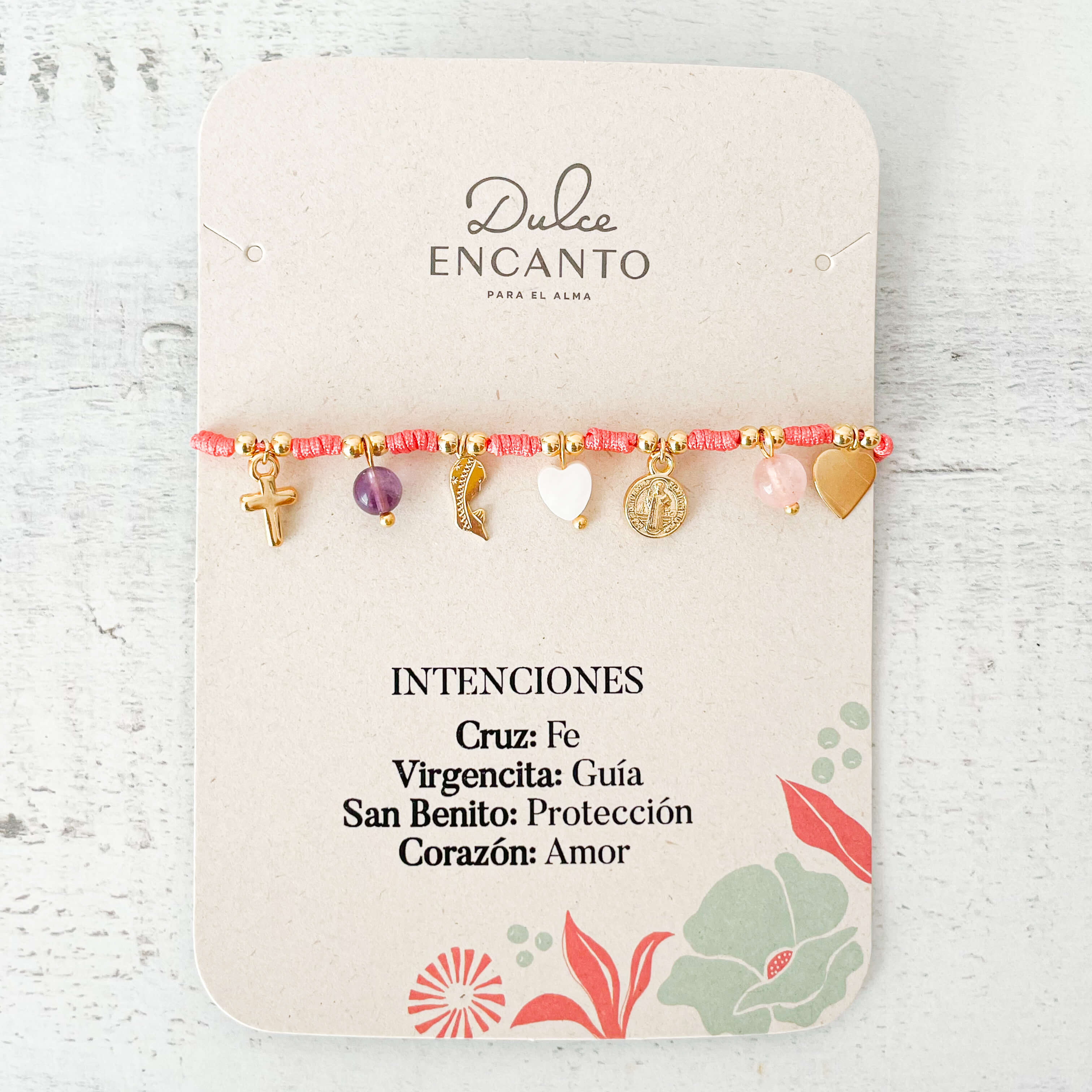 Pulsera Intenciones Fe Hilo Rosado Con Significado