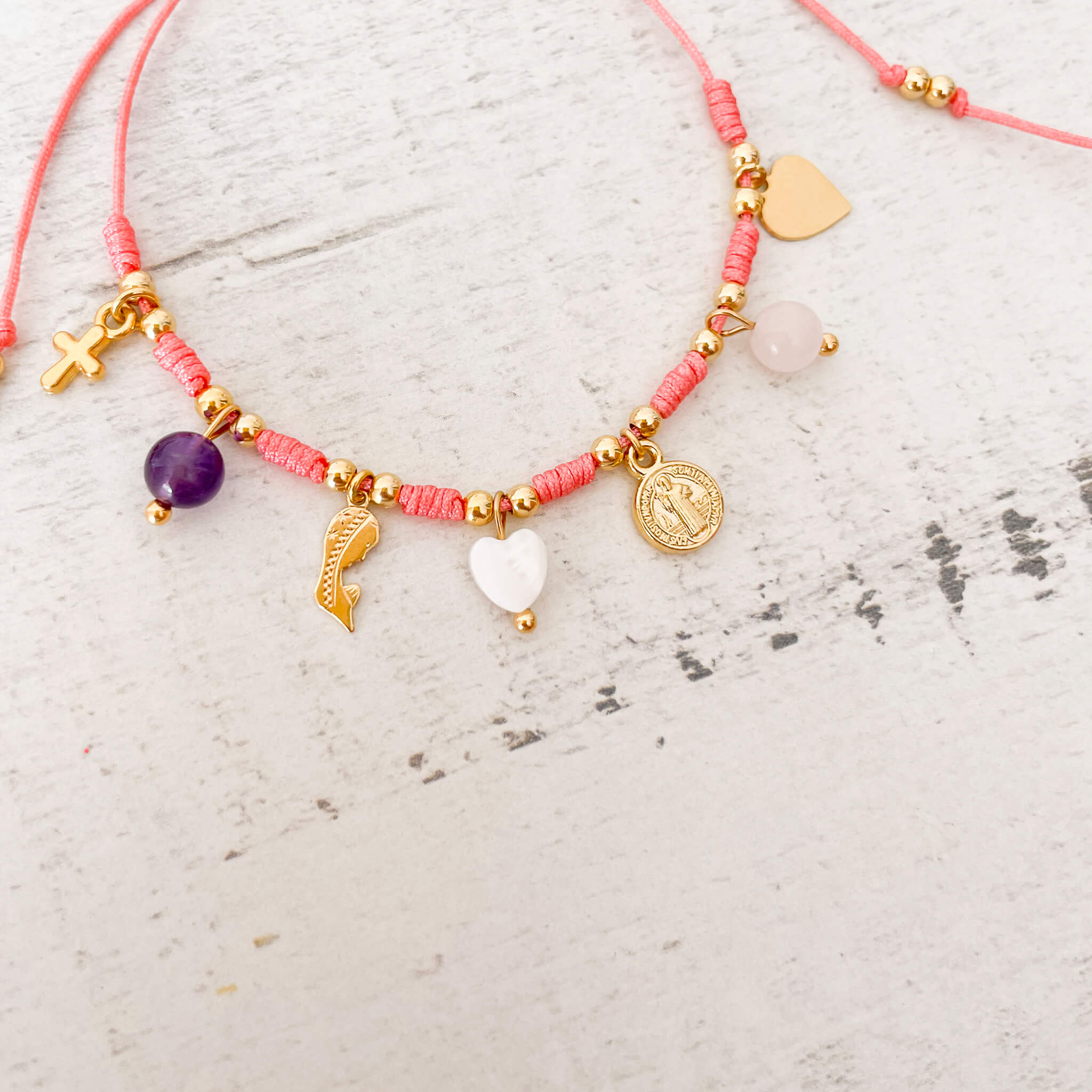 Pulsera Intenciones Fe Hilo Rosado Con Significado