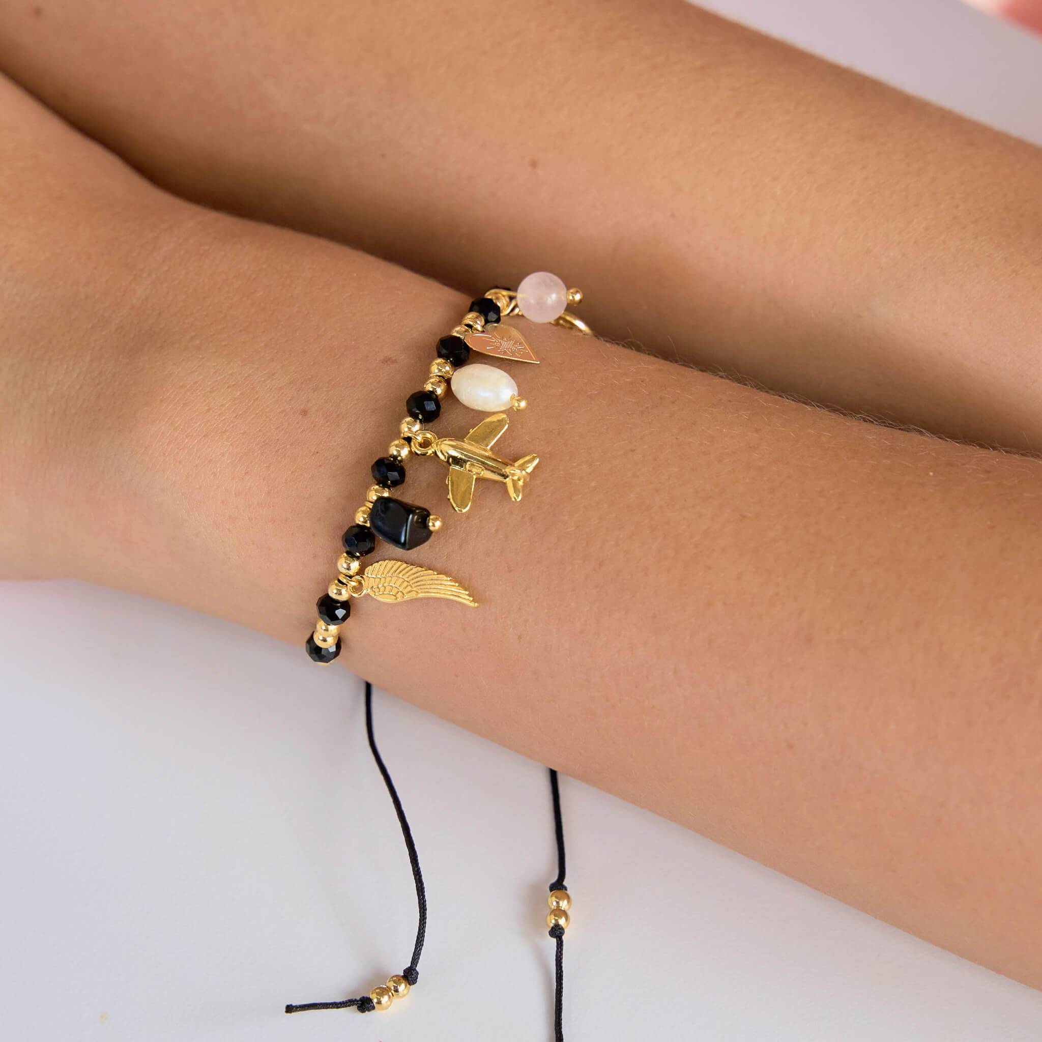 Pulsera Intenciones Muranos Hilo Negro Con Significado