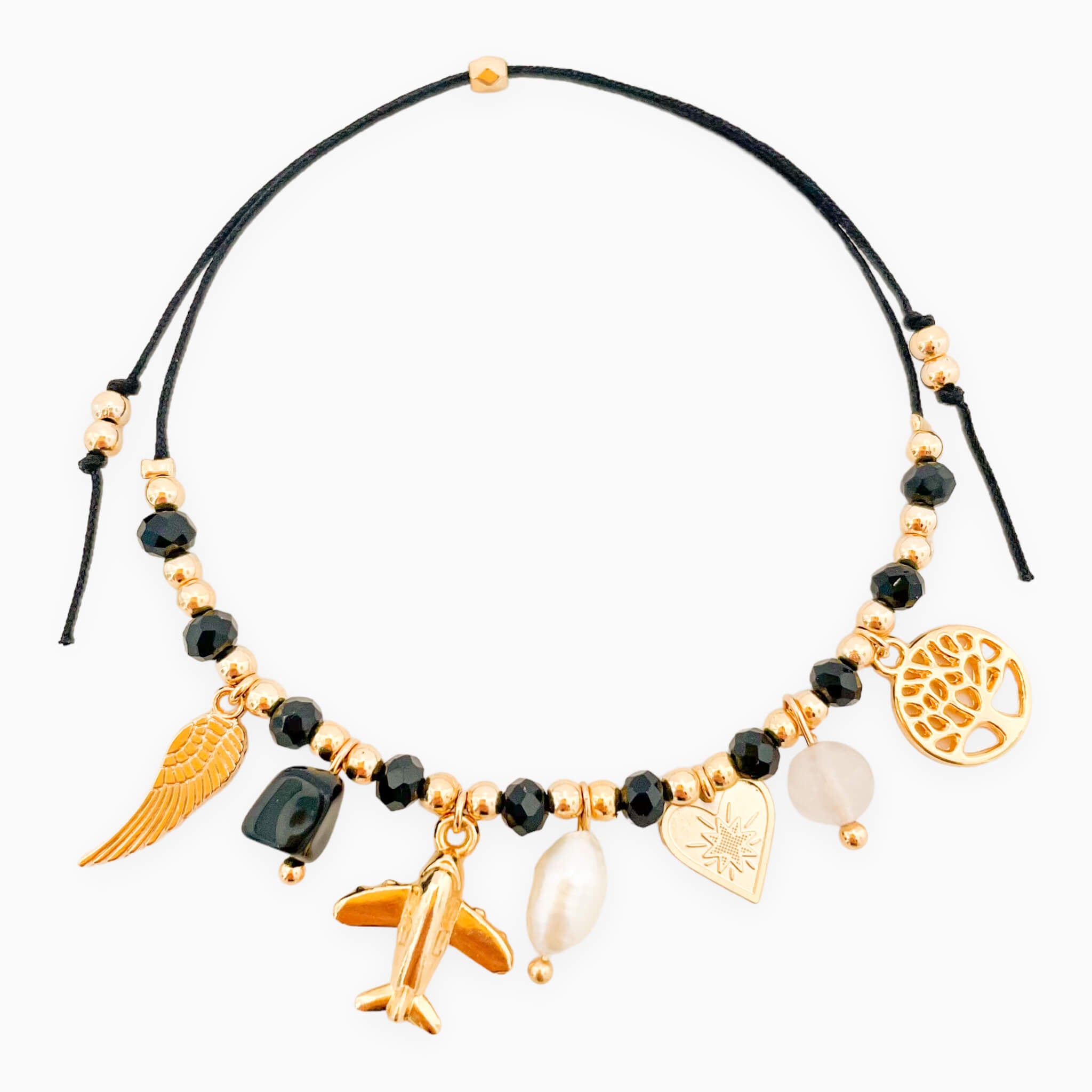 Pulsera Intenciones Muranos Hilo Negro Con Significado