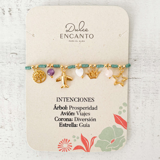 Pulsera Intenciones Metas Hilo Verde Con Significado