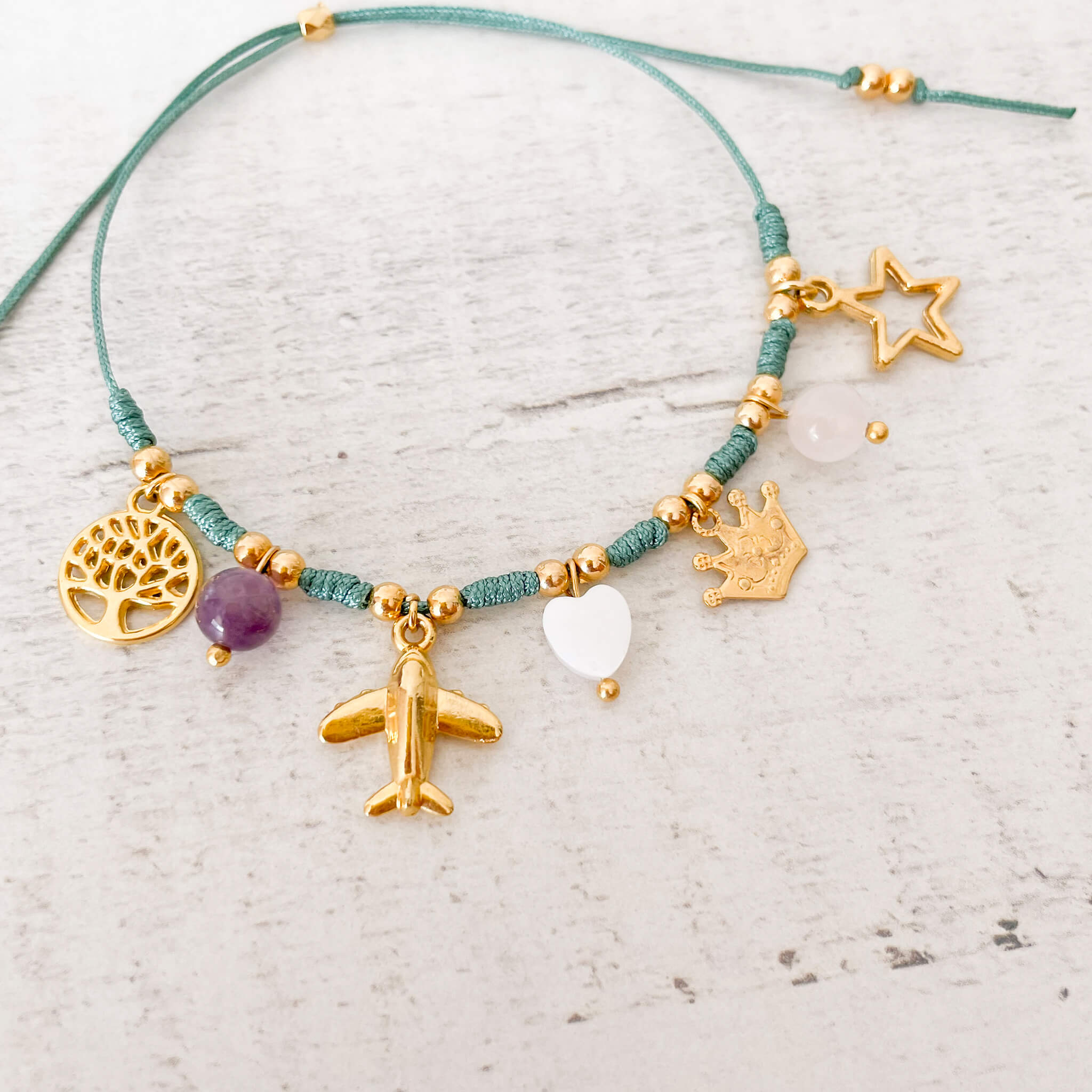 Pulsera Intenciones Metas Hilo Verde Con Significado