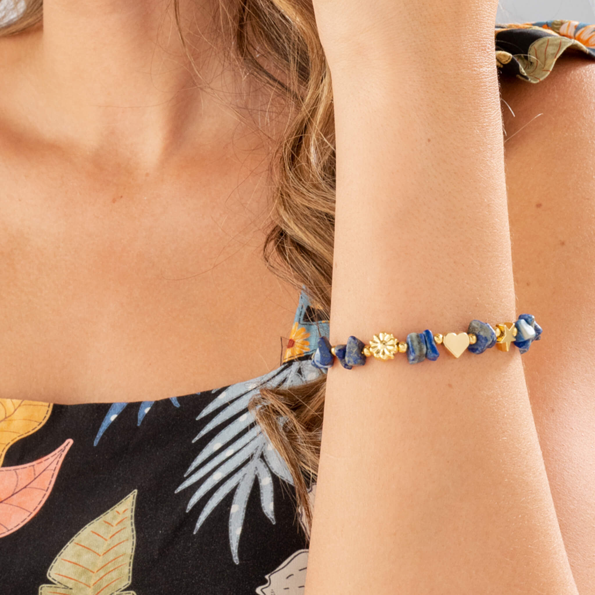 Pulsera Lapislázuli Piedra Natural 3 Intenciones Con Significado