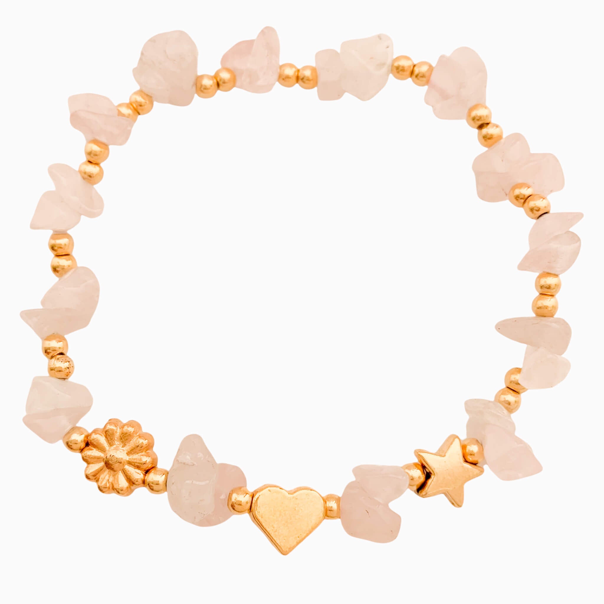 Pulsera Cuarzo Rosado Piedra Natural 3 Intenciones Con Significado