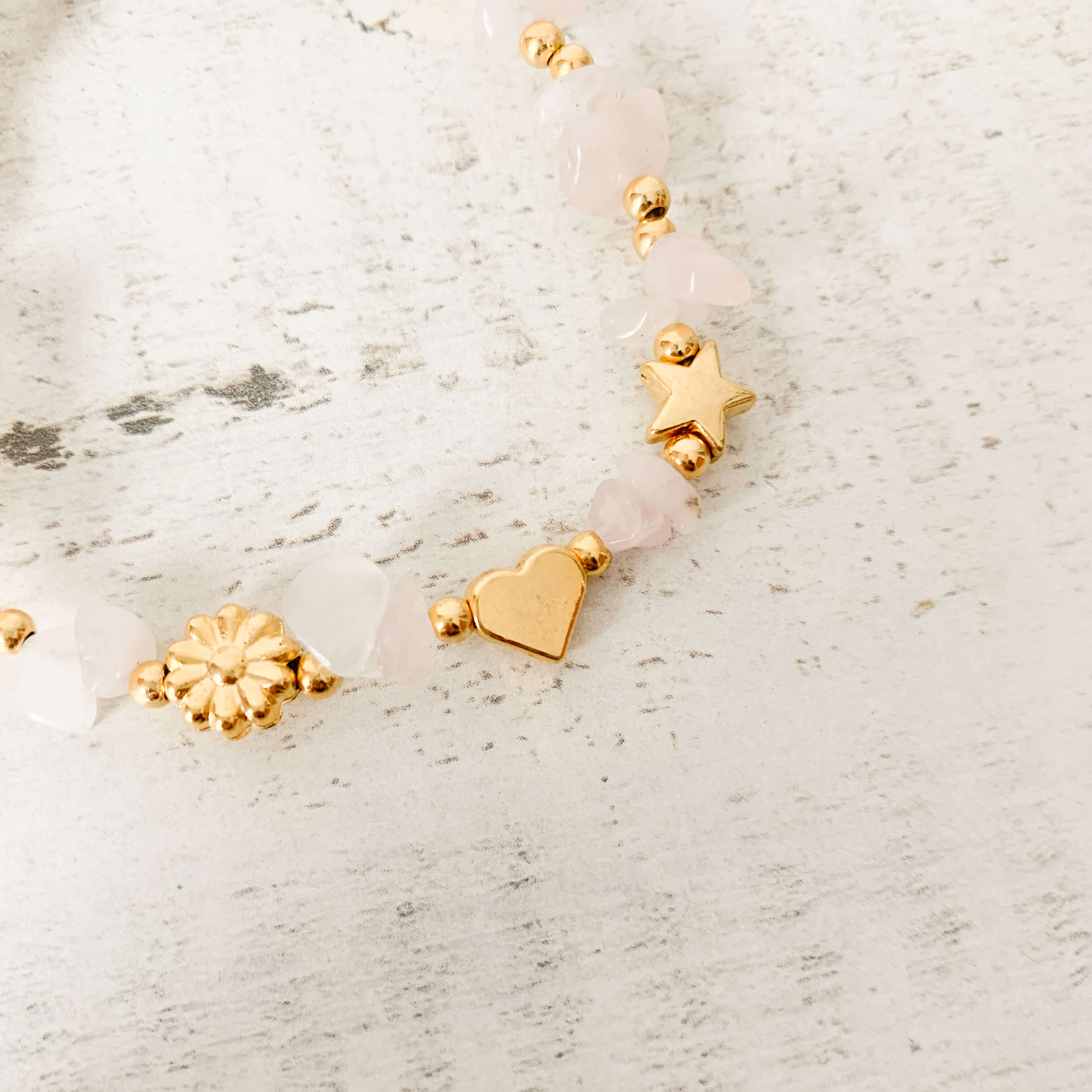 Pulsera Cuarzo Rosado Piedra Natural 3 Intenciones Con Significado