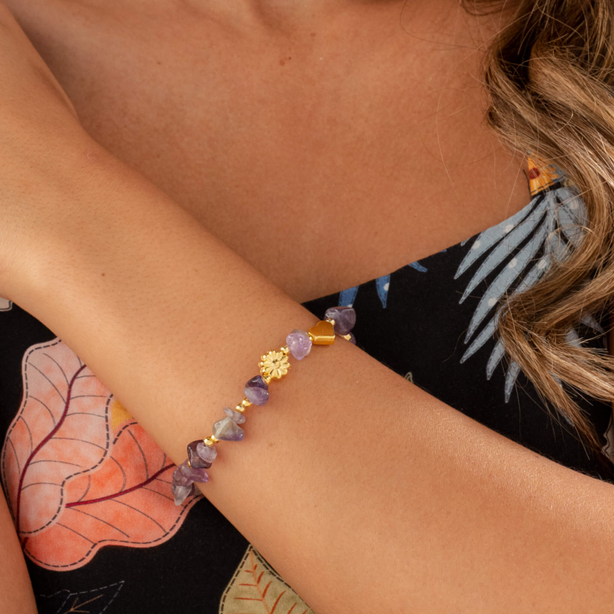 Pulsera Amatista Piedra Natural 3 Intenciones Con Significado