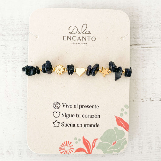 Pulsera Lluvia De Plata Piedra Natural 3 Intenciones Con Significado