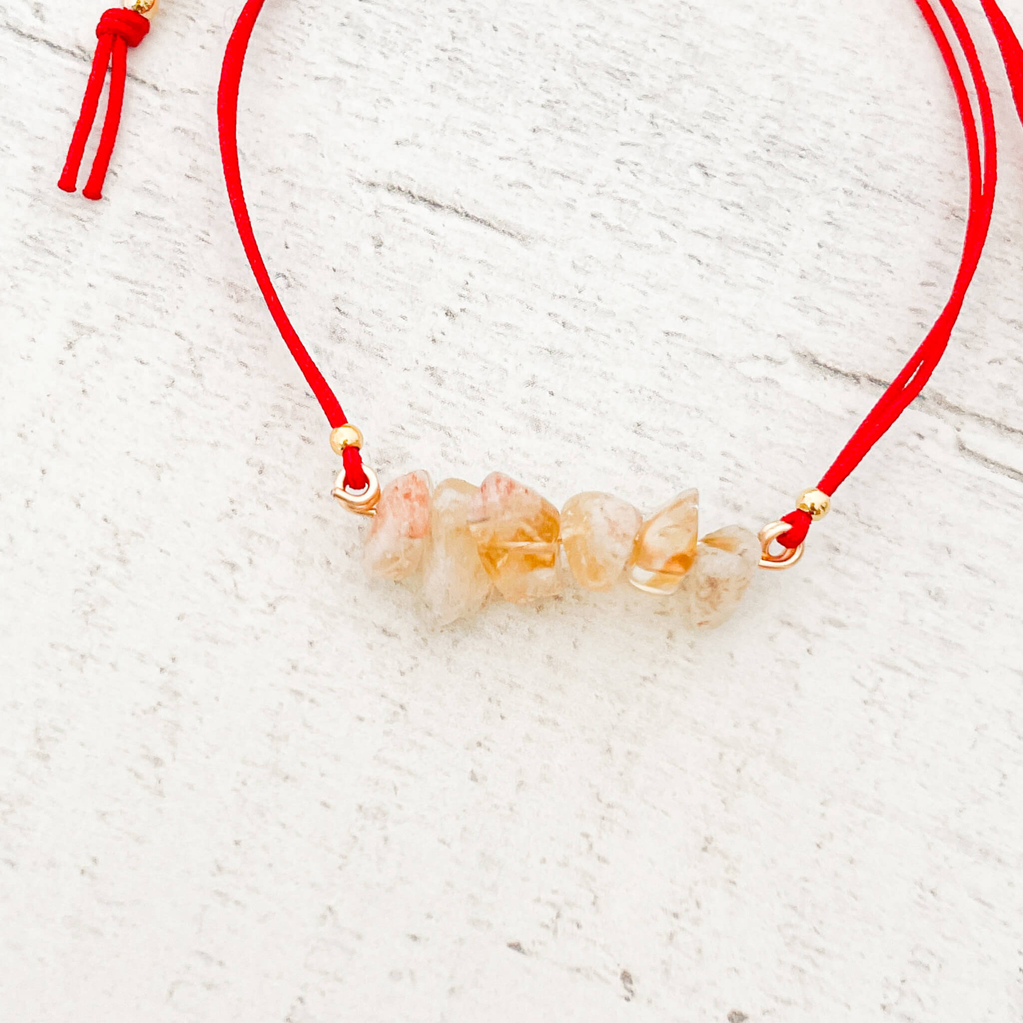 Pulsera Citrino Piedra Natural Hilo Rojo