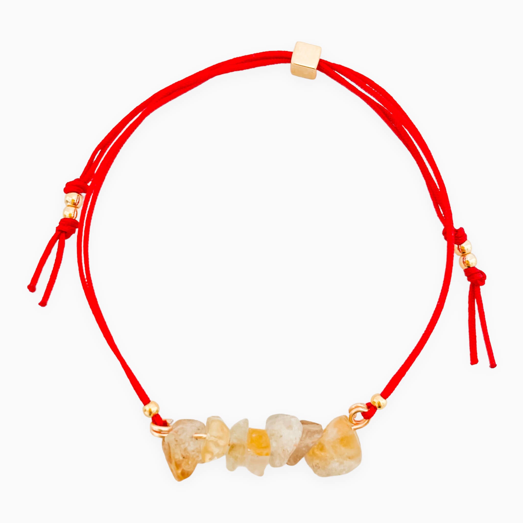 Pulsera Citrino Piedra Natural Hilo Rojo