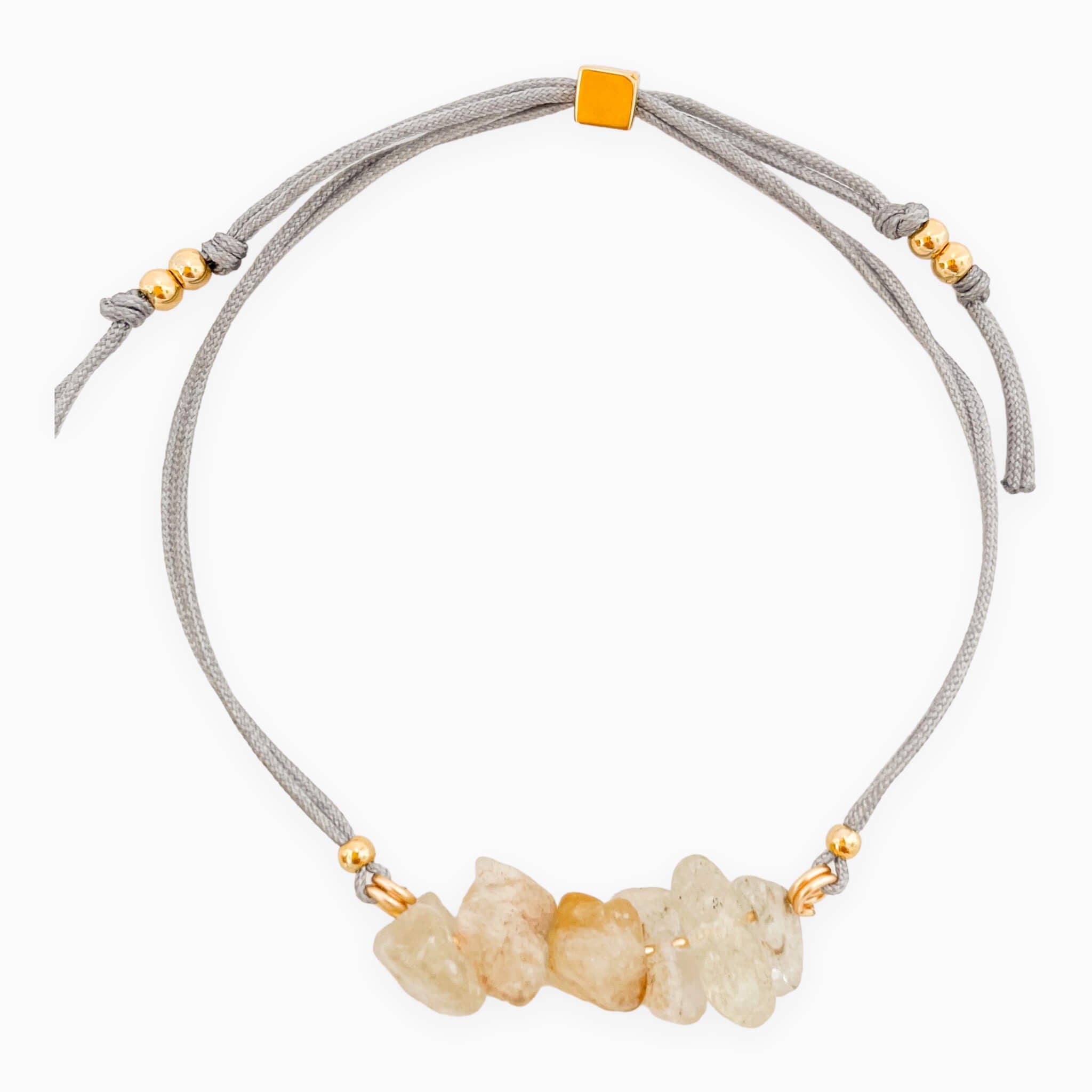 Pulsera Citrino Piedra Natural Hilo Gris