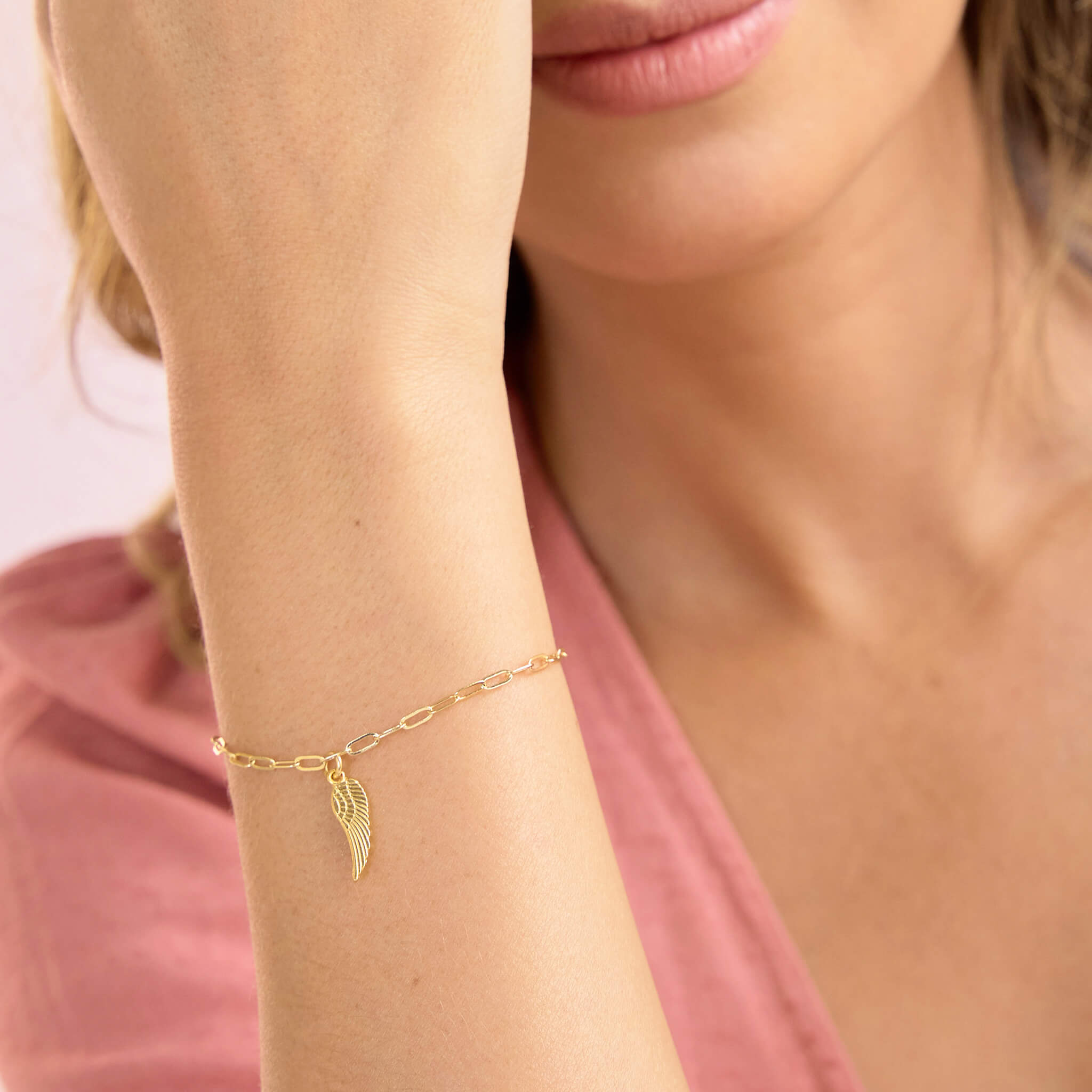 Pulsera Ala De Ángel Broche Cadena Grande Con Significado