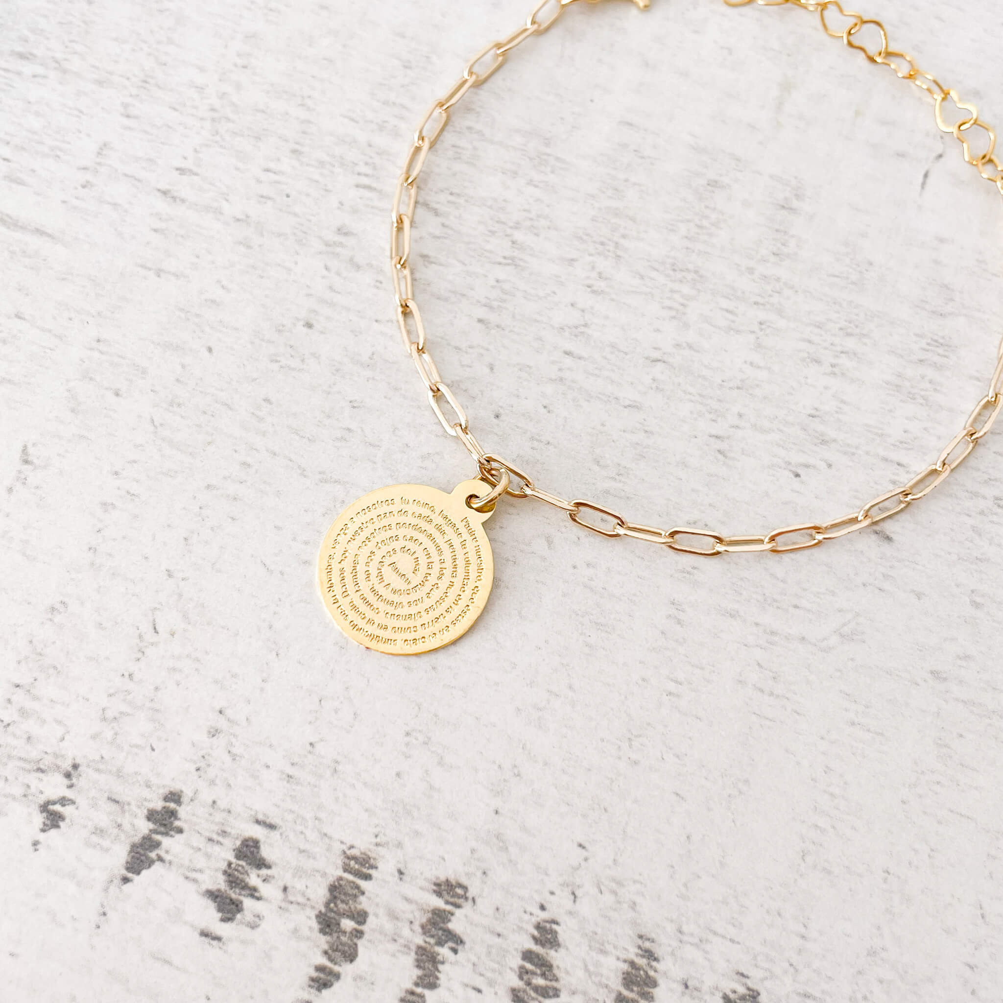 Pulsera Padre Nuestro Broche Cadena Grande Con Significado