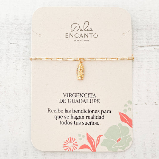 Pulsera Virgencita De Guadalupe Broche Cadena Grande Con Significado