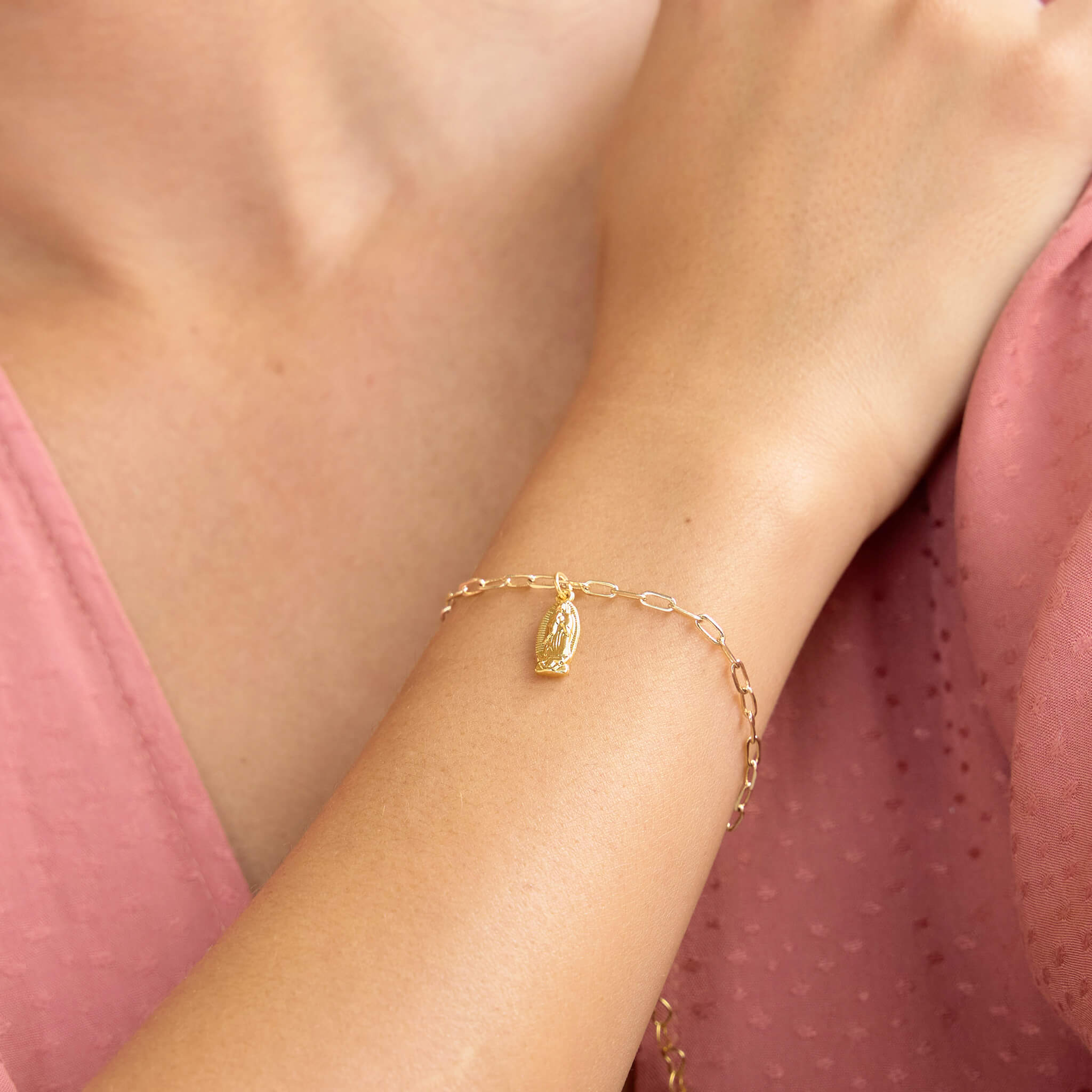 Pulsera Virgencita De Guadalupe Broche Cadena Grande Con Significado