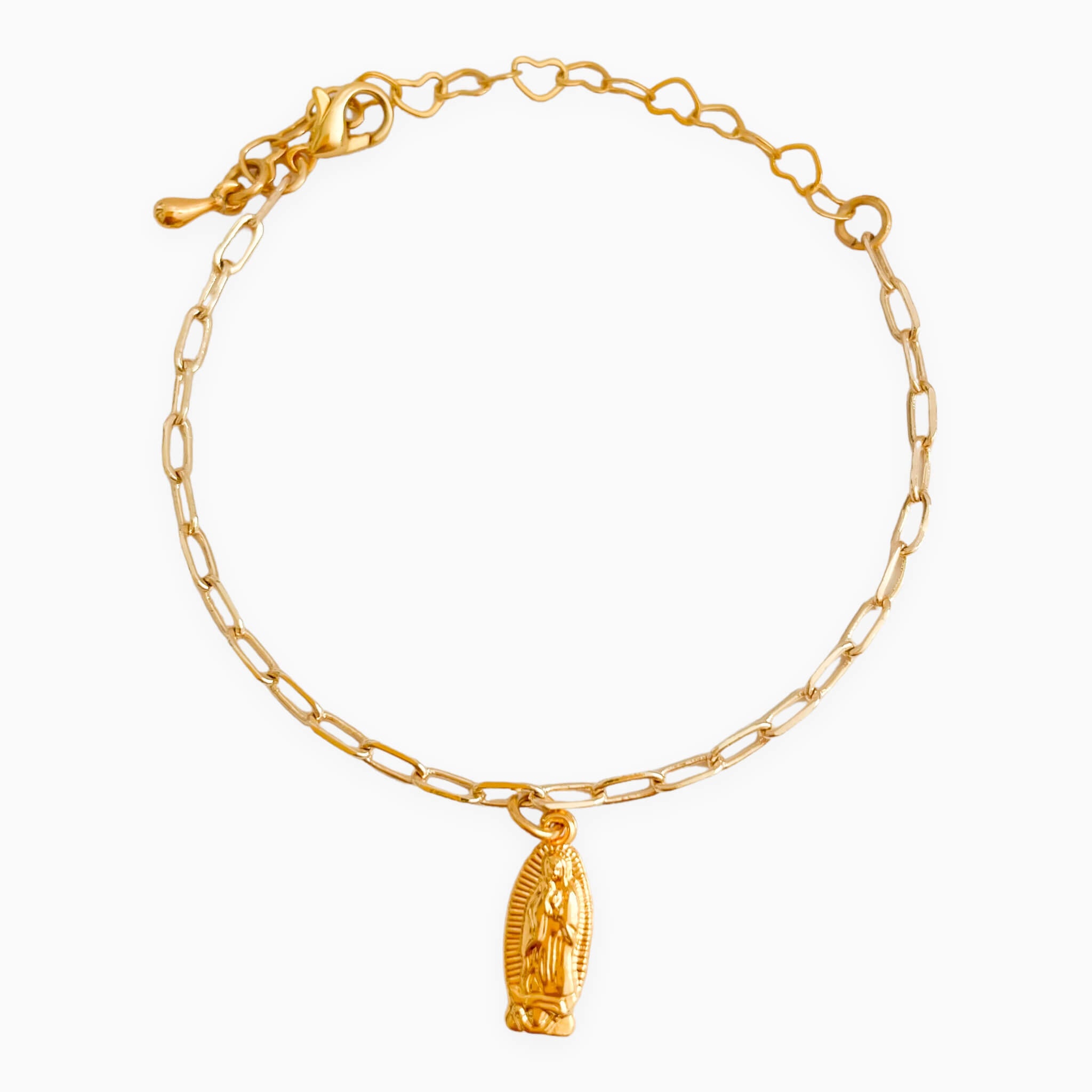 Pulsera Virgencita De Guadalupe Broche Cadena Grande Con Significado
