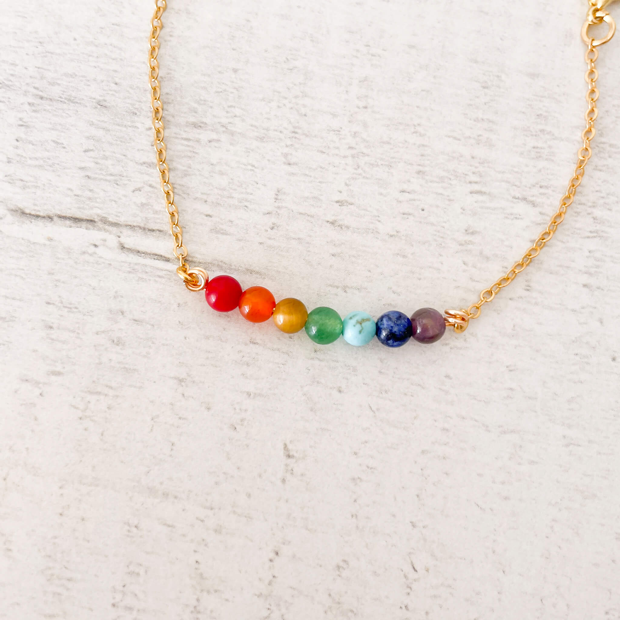 Pulsera 7 Chakras Piedras Naturales Broche Cadena