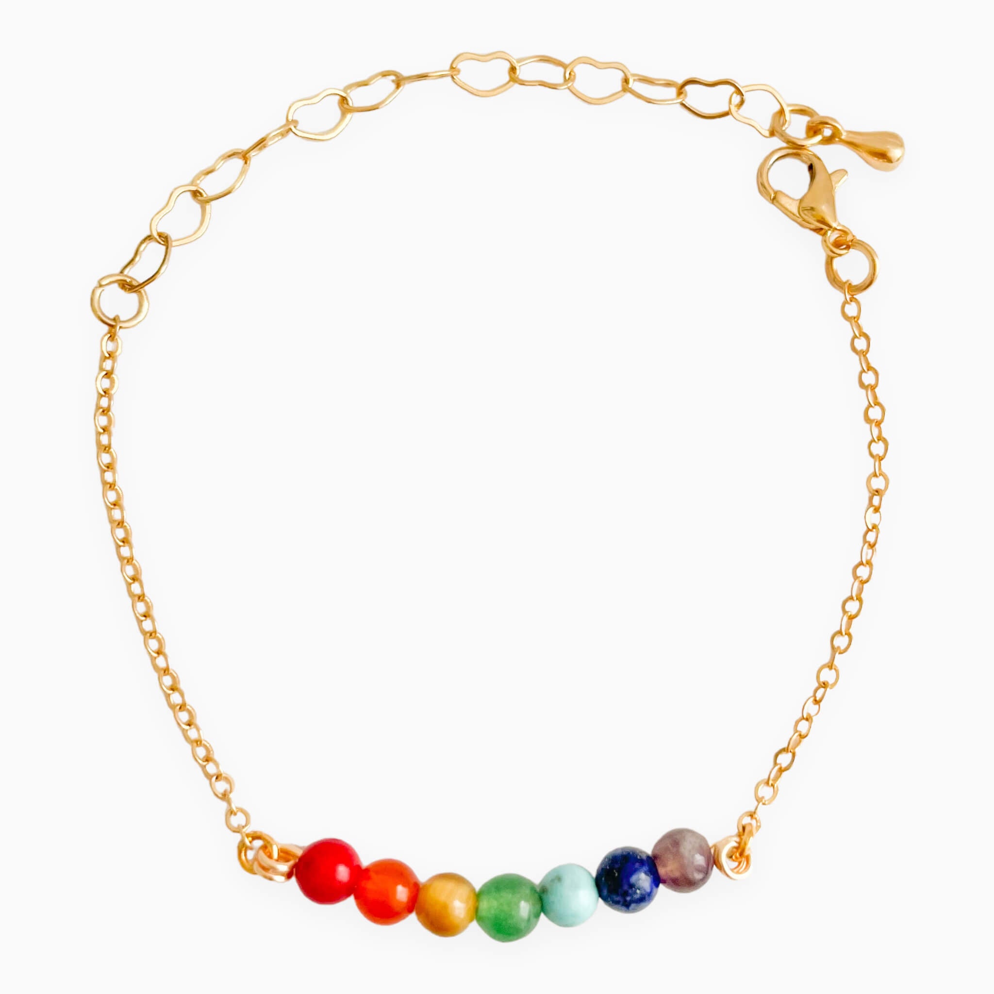 Pulsera 7 Chakras Piedras Naturales Broche Cadena