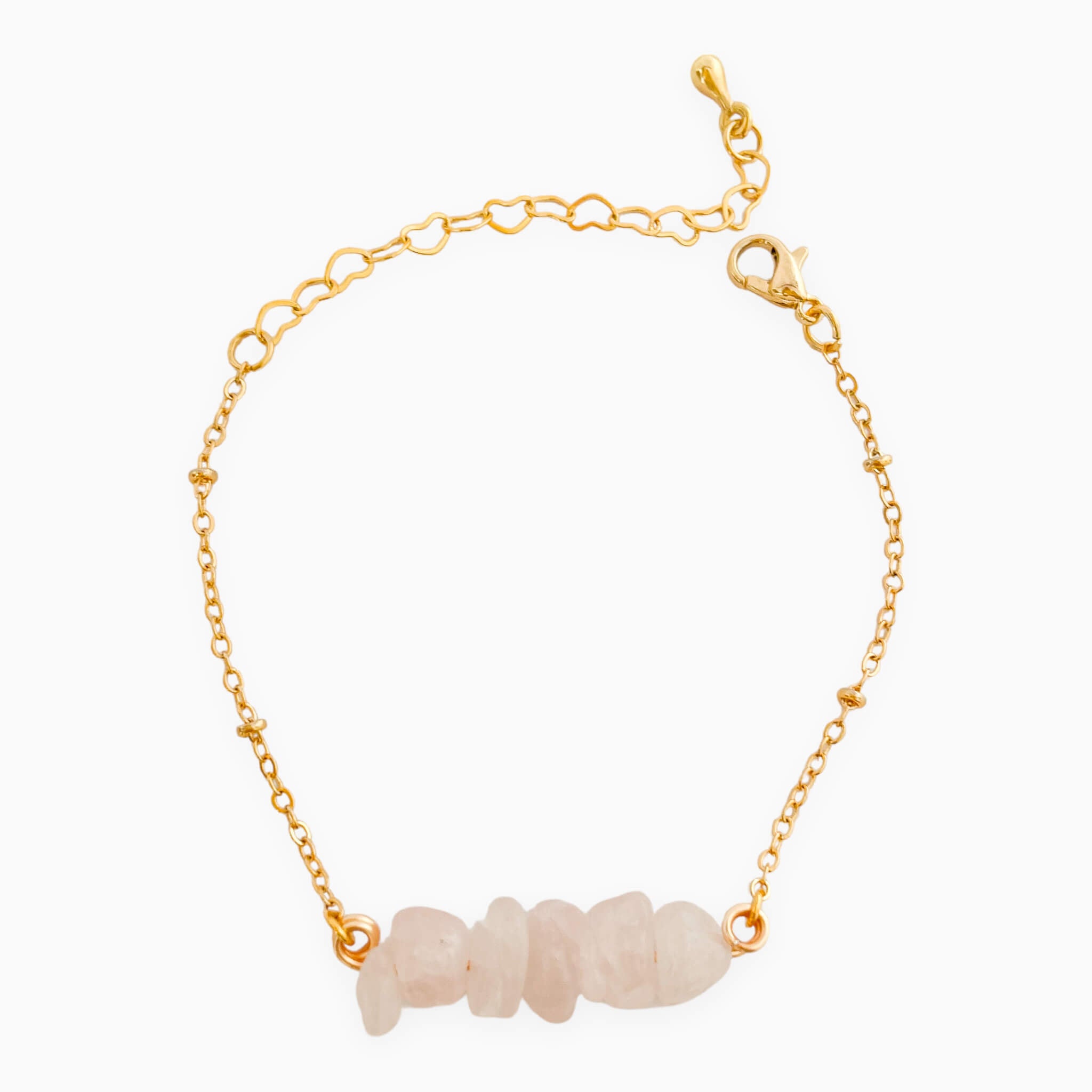 Pulsera Cuarzo Rosa Piedras Naturales Broche Cadena