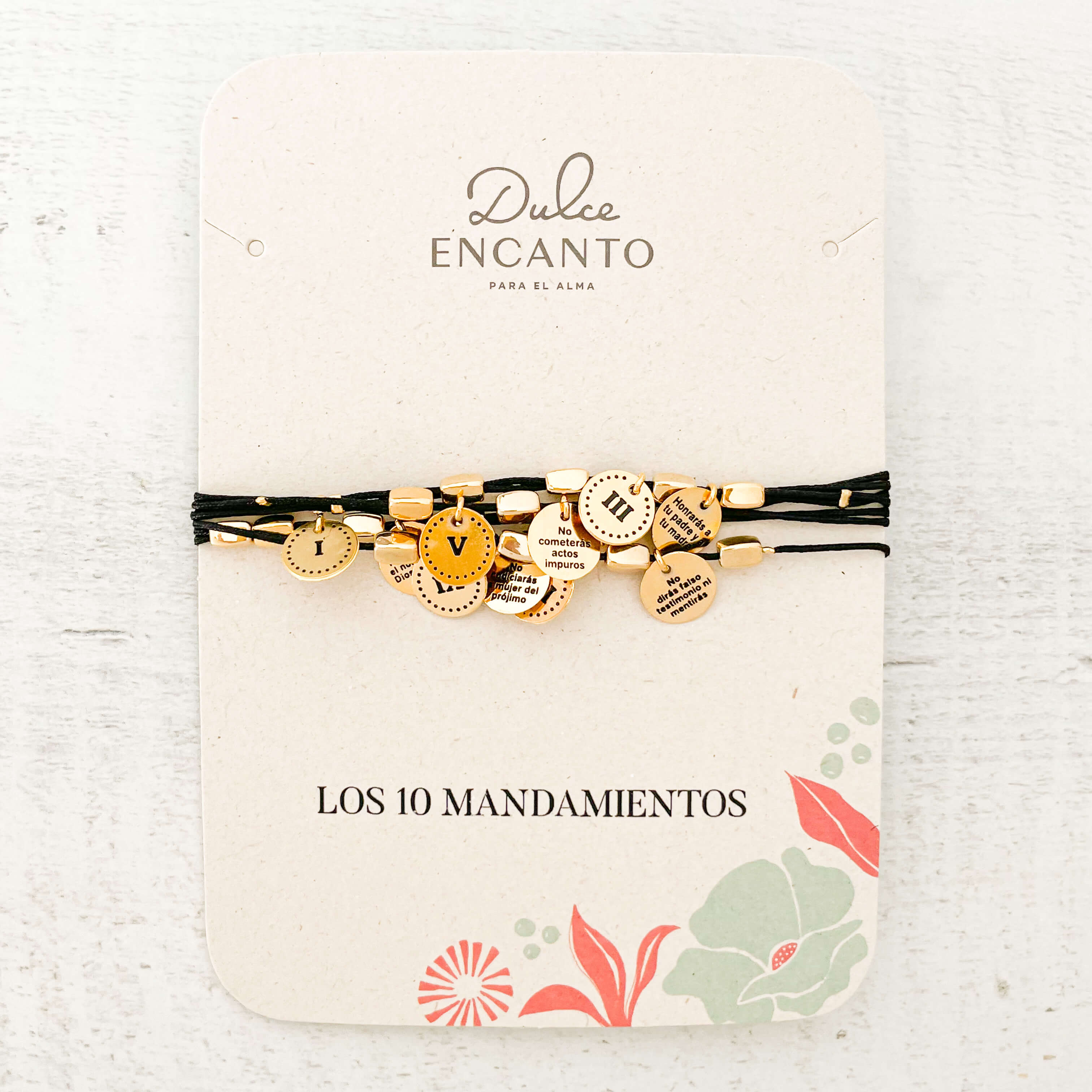 Pulsera 10 Mandamientos Hilo Negro Con Significado