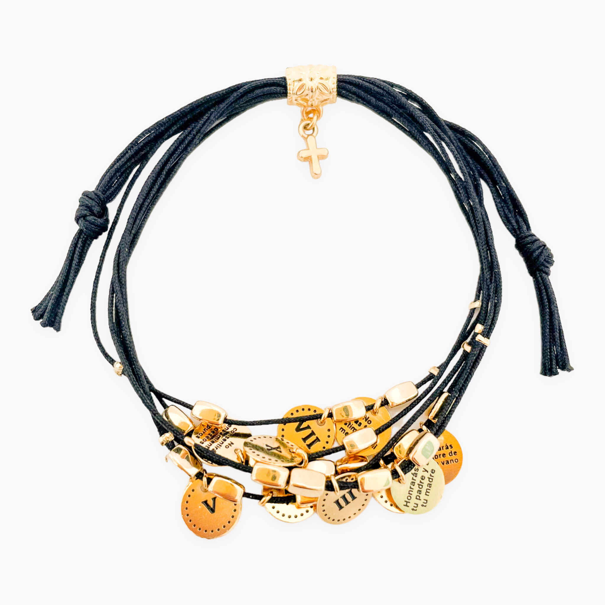 Pulsera 10 Mandamientos Hilo Negro Con Significado