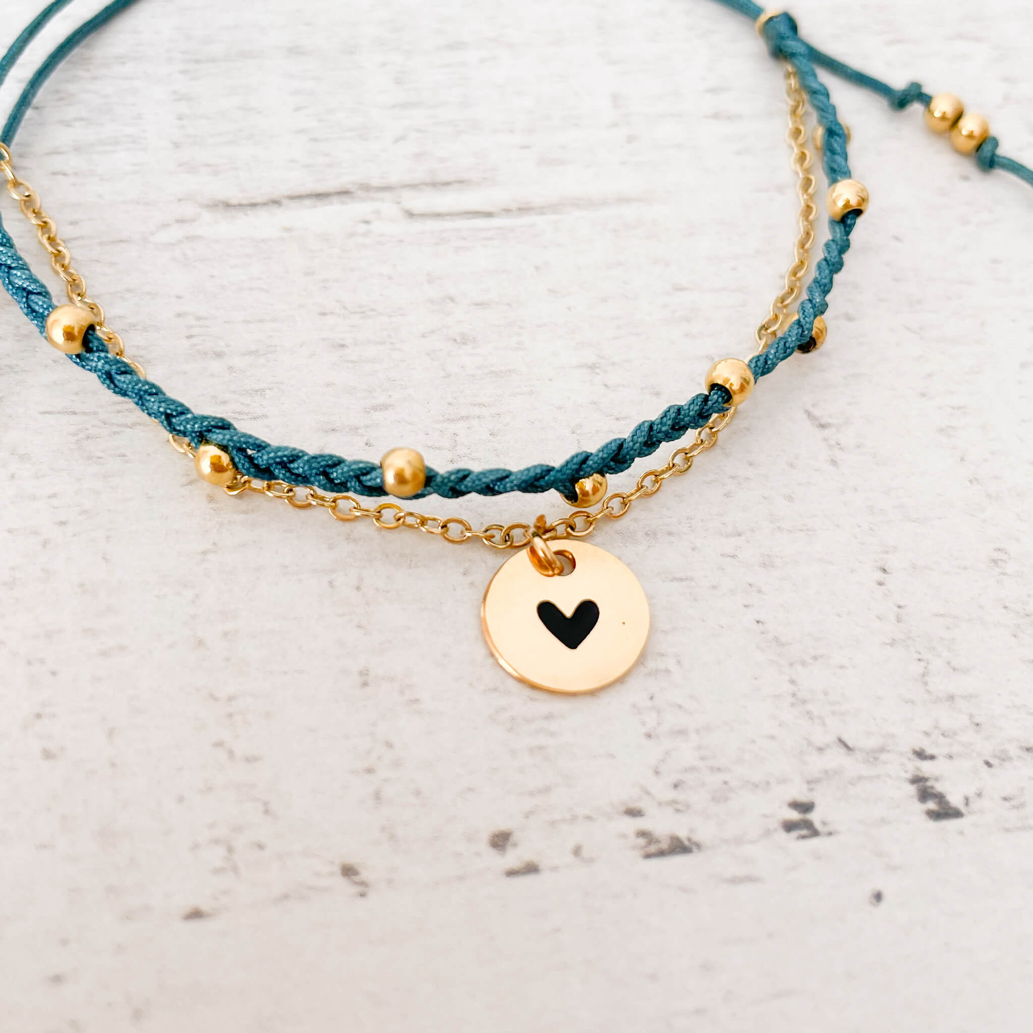 Pulsera Trenza Cadena Corazón Hilo Azul Con Significado