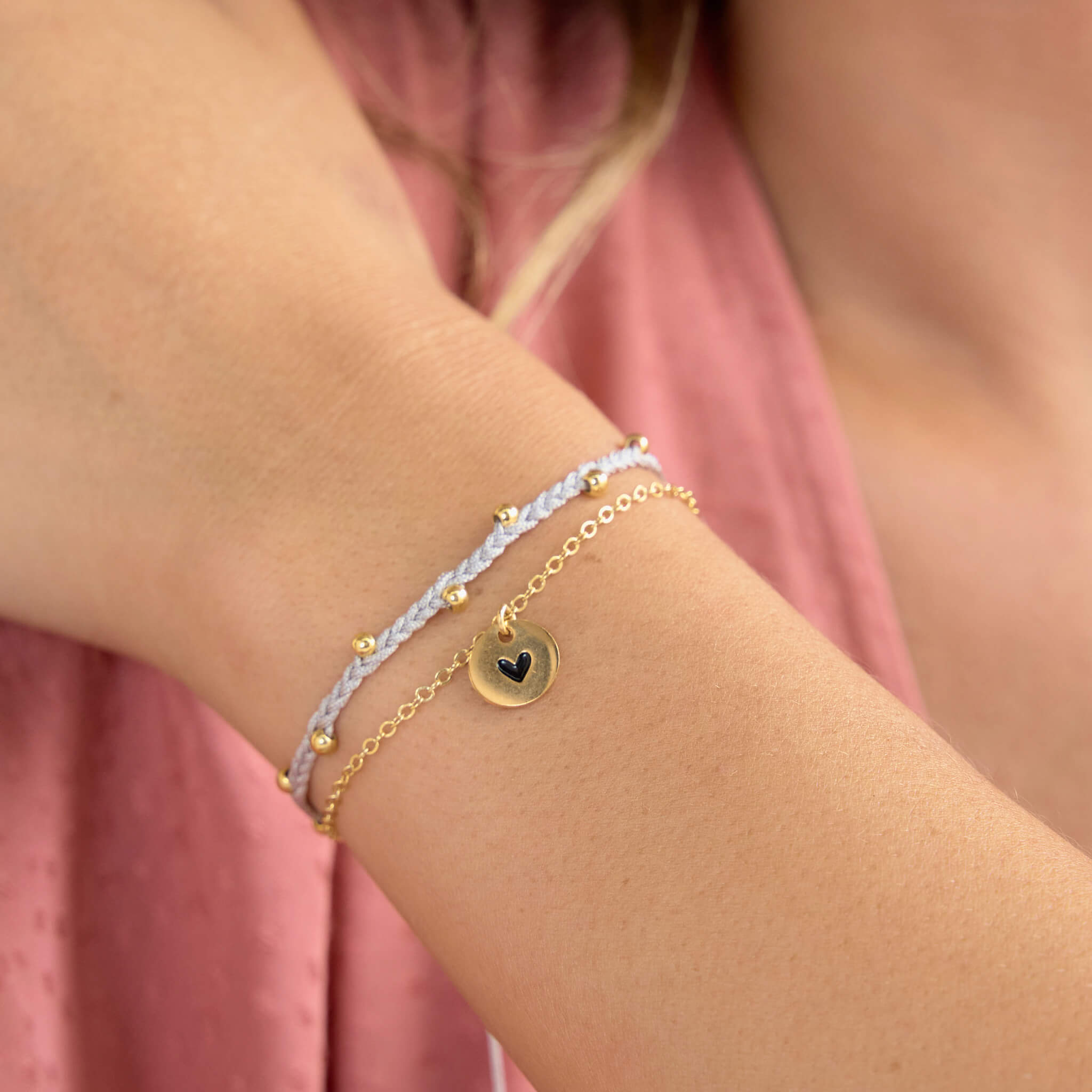Pulsera Trenza Cadena Corazón Hilo Gris Con Significado