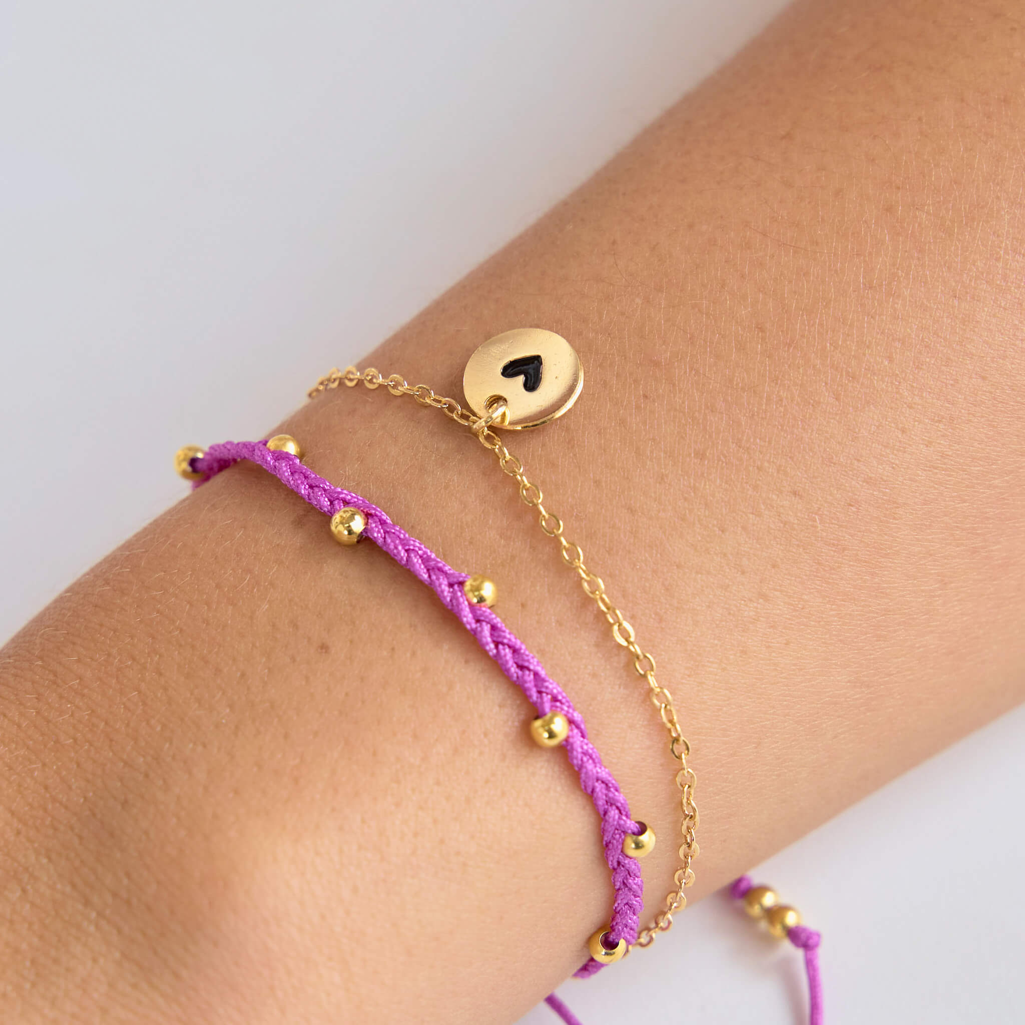 Pulsera Trenza Cadena Corazón Hilo Violeta Con Significado