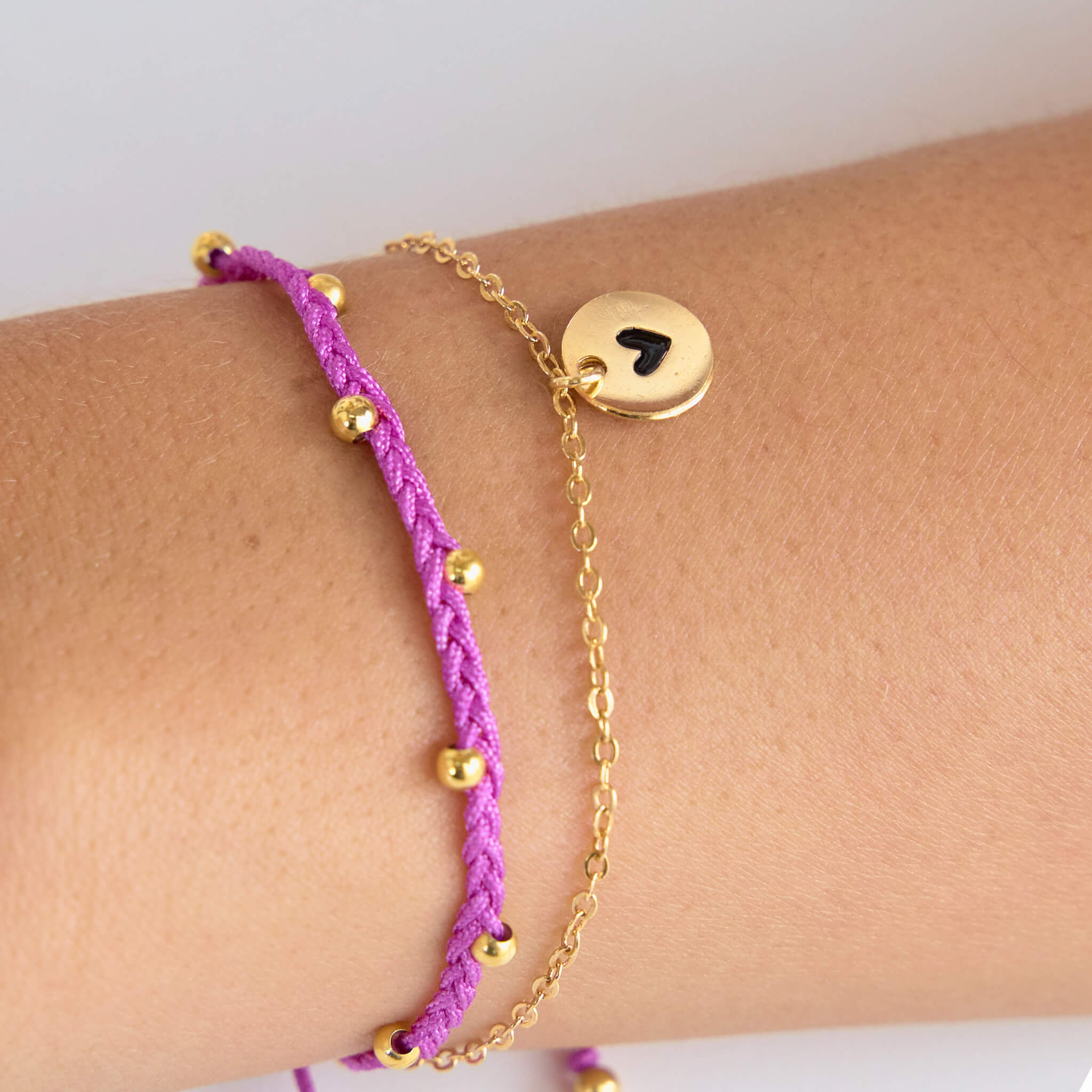 Pulsera Trenza Cadena Corazón Hilo Violeta Con Significado