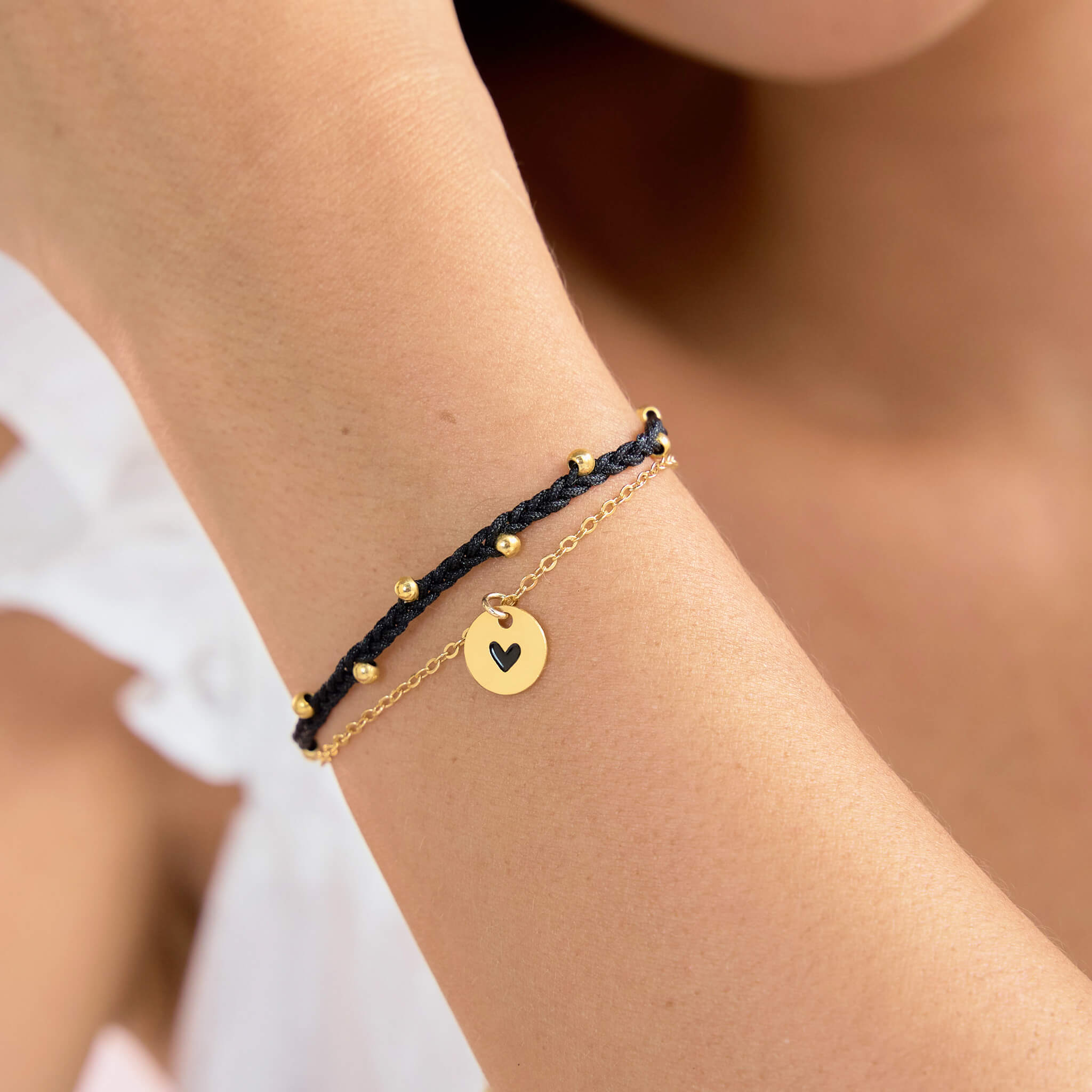 Pulsera Trenza Cadena Corazón Hilo Negro Con Significado