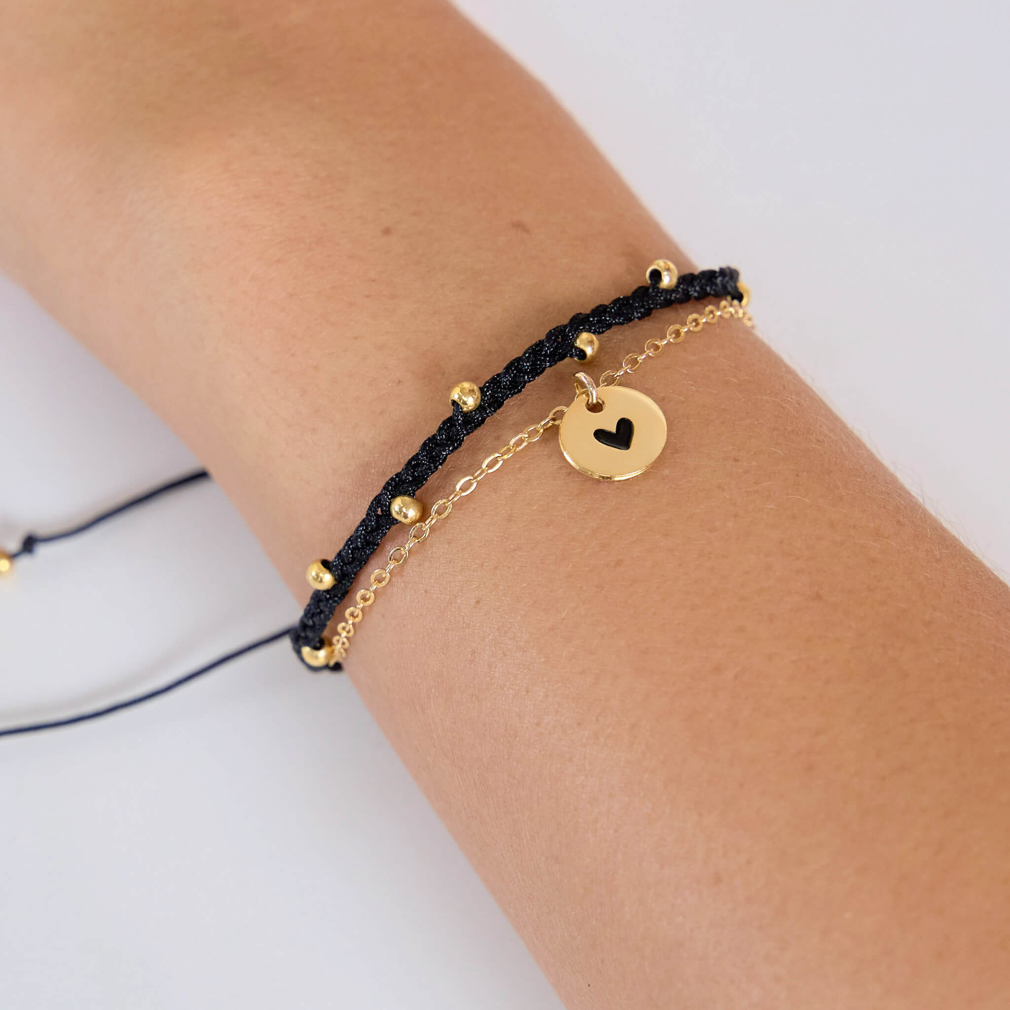 Pulsera Trenza Cadena Corazón Hilo Negro Con Significado