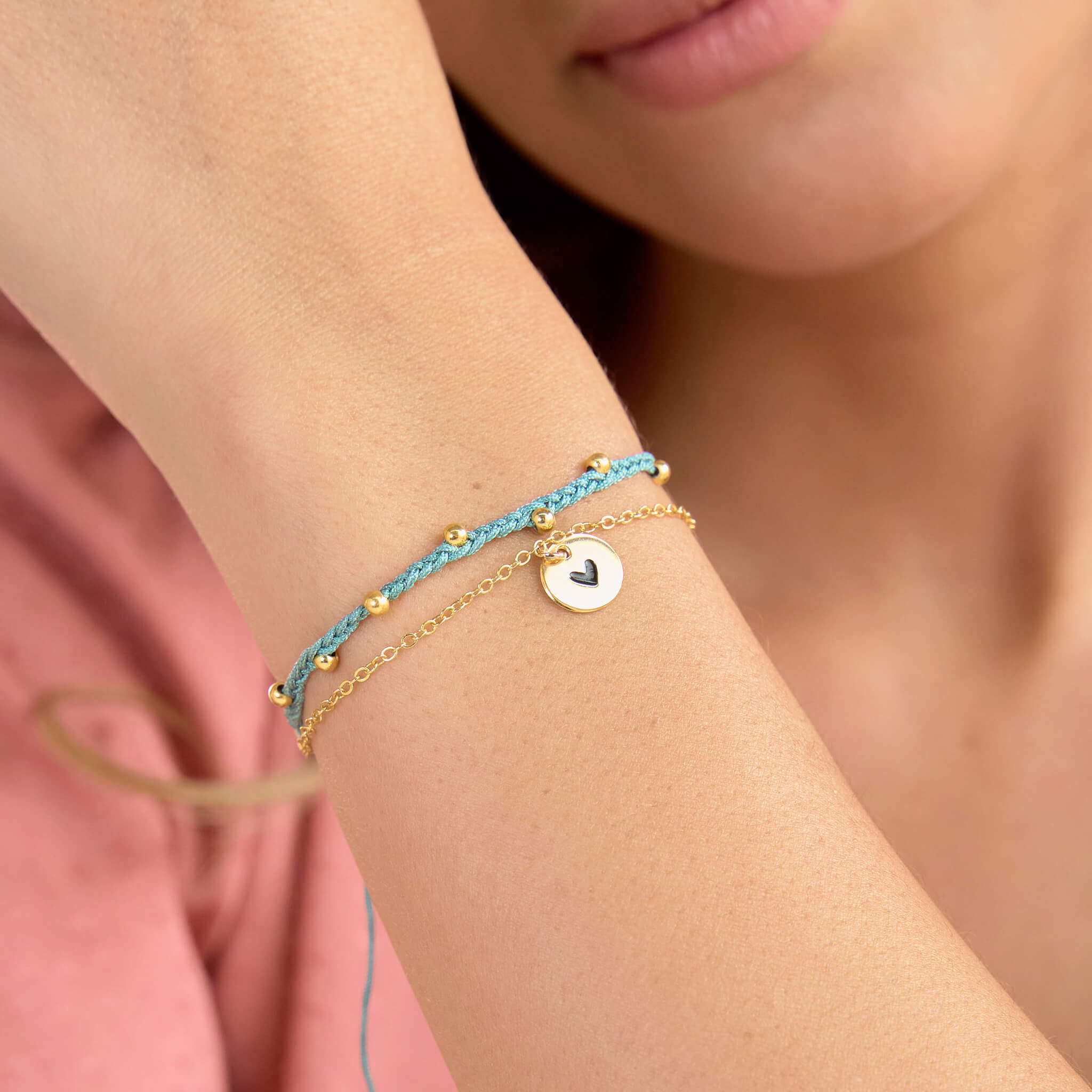 Pulsera Trenza Cadena Corazón Hilo Verde Con Significado